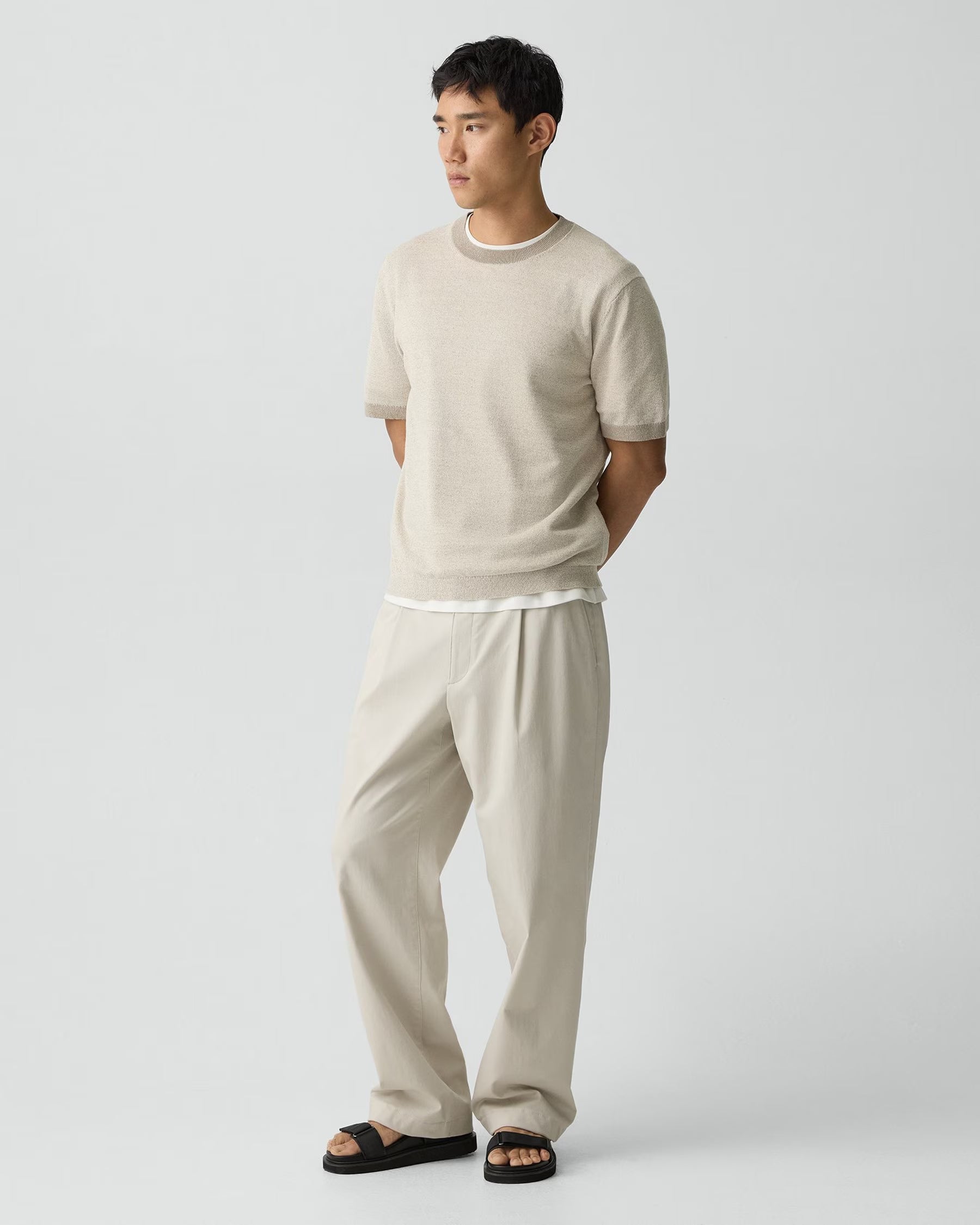 Short Sleeve Crewneck in Silk Silver Cloud