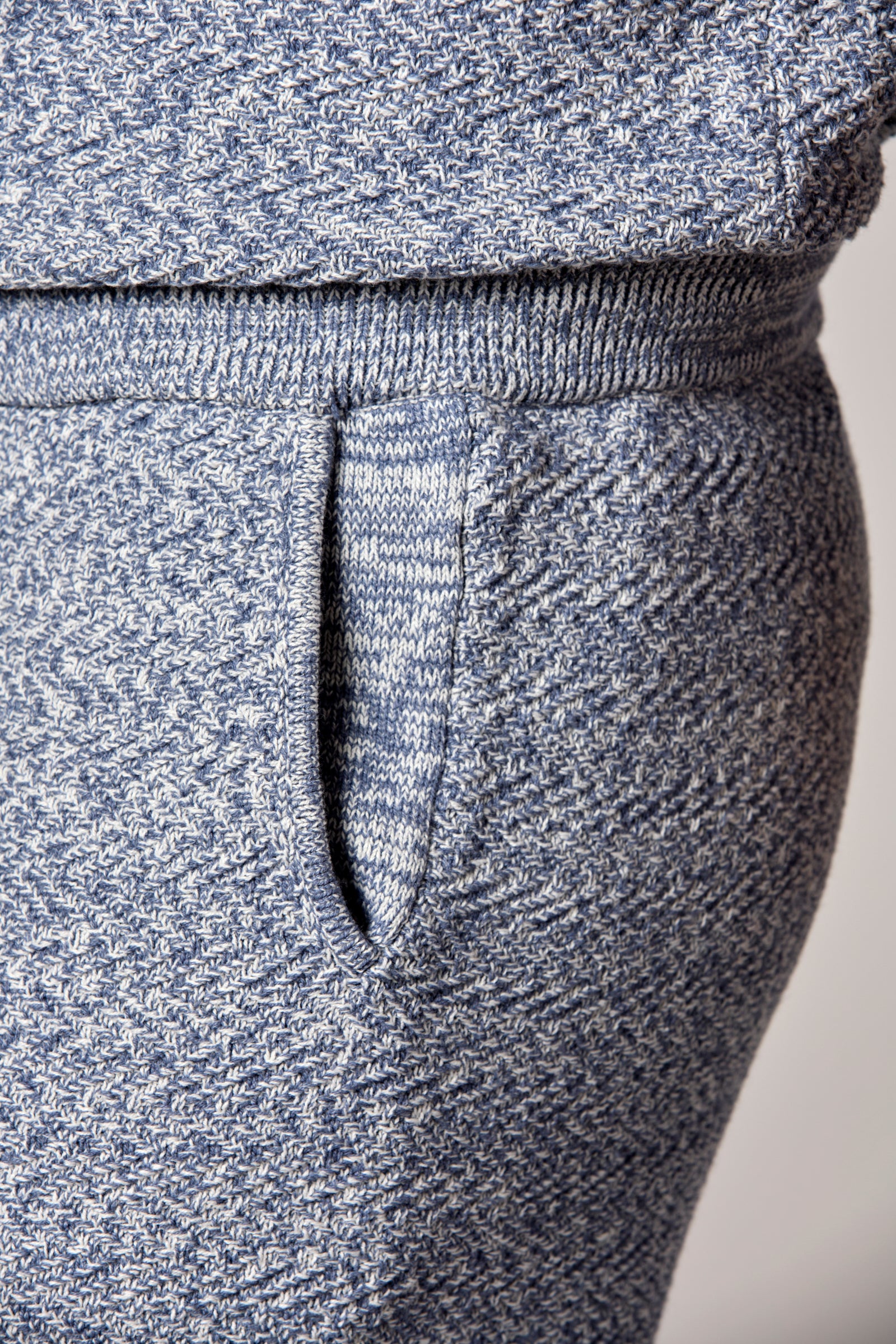 Textured Knit Shorts Denim Multi