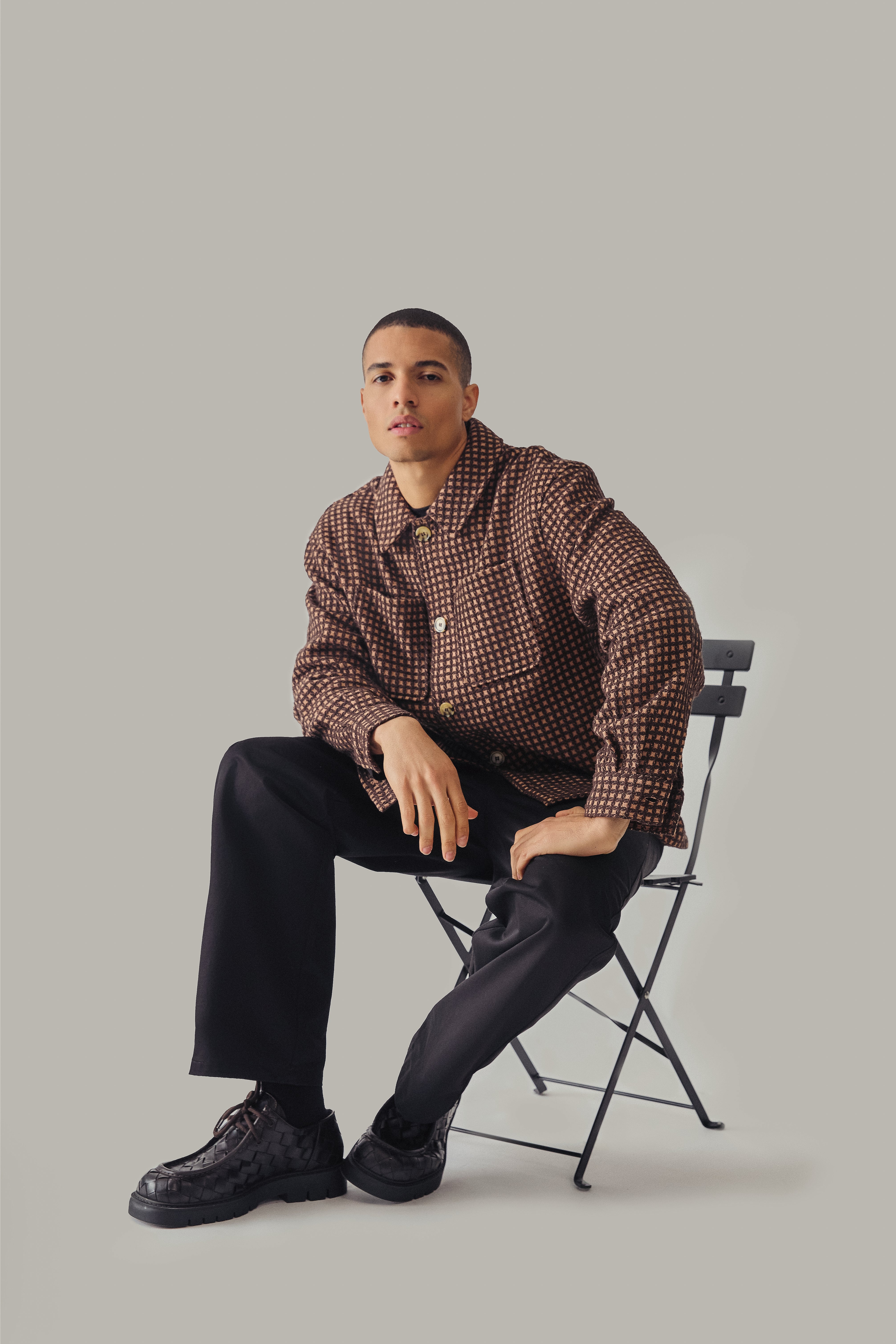 Wool Check Overshirt Golden Straw