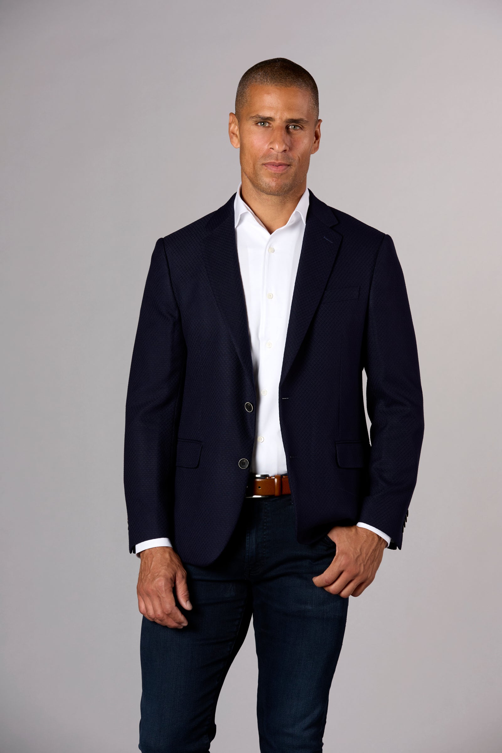 Arani Textured Jacket Navy