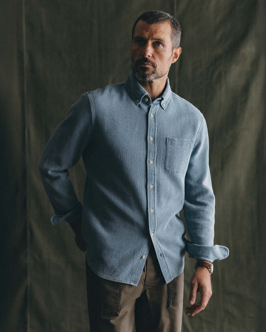 The Jack Waffle Shirt Washed Indigo