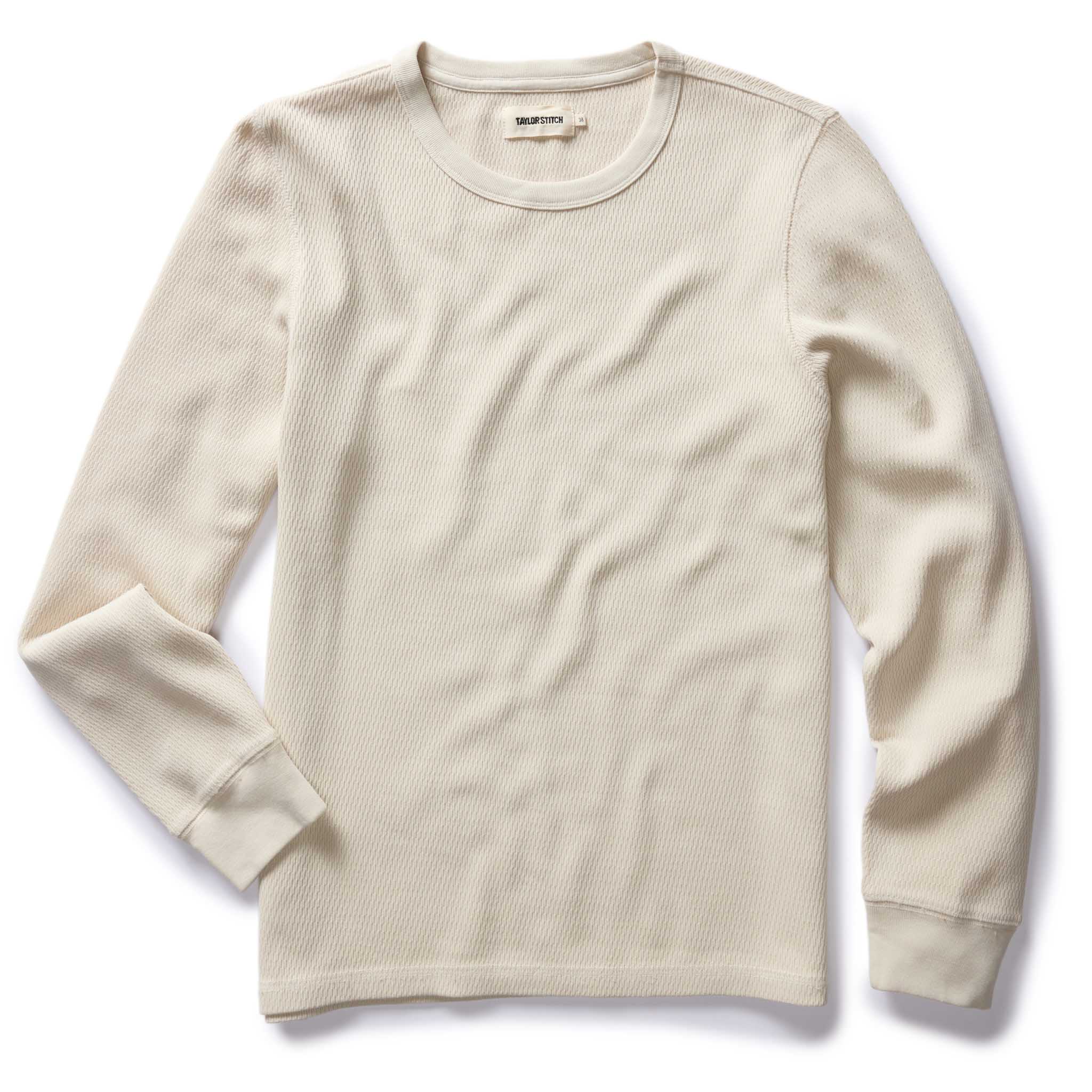 Organic Cotton Waffle Crewneck, Vintage White