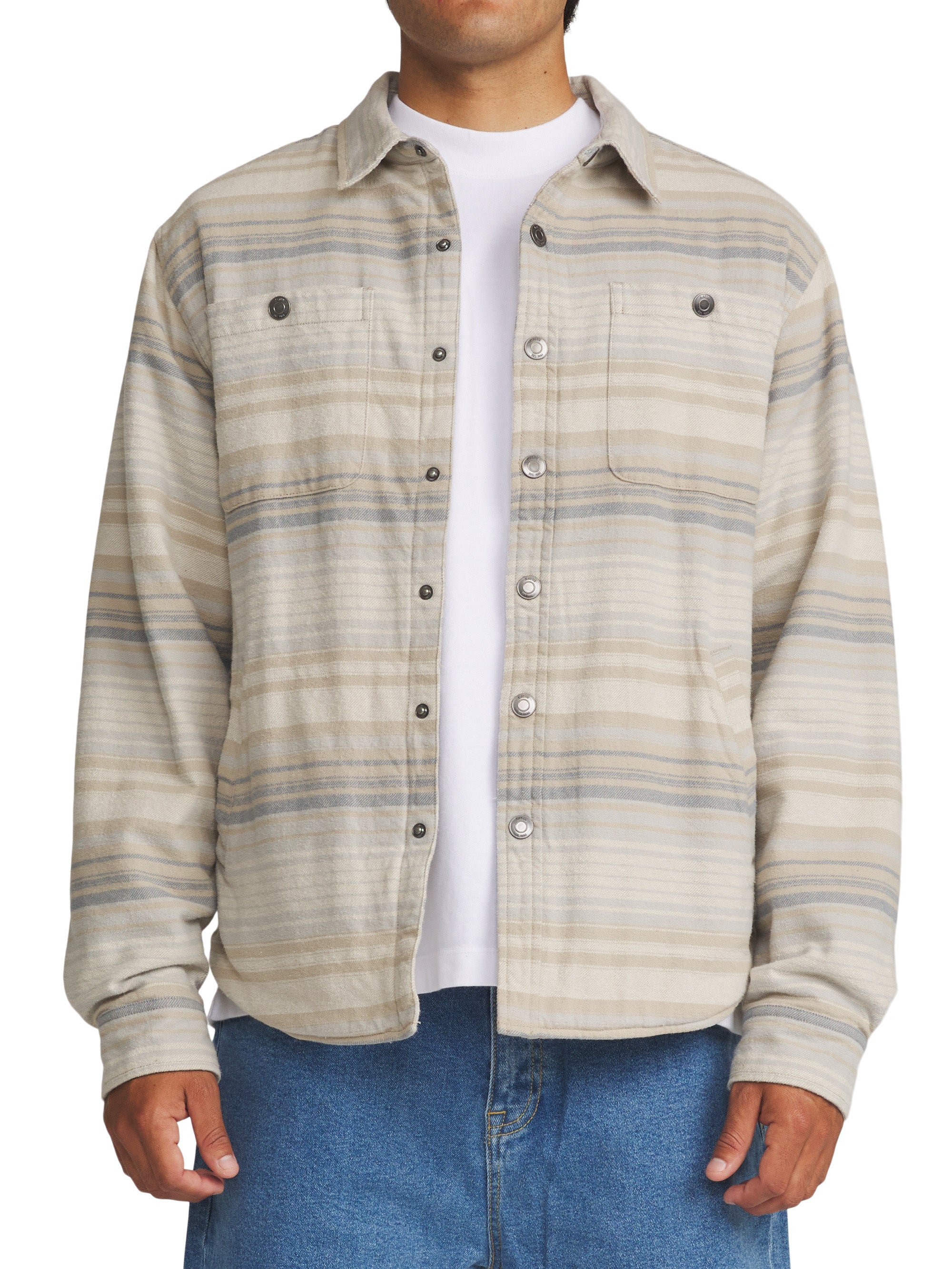 Harold Stripe Shirt Jacket Sand