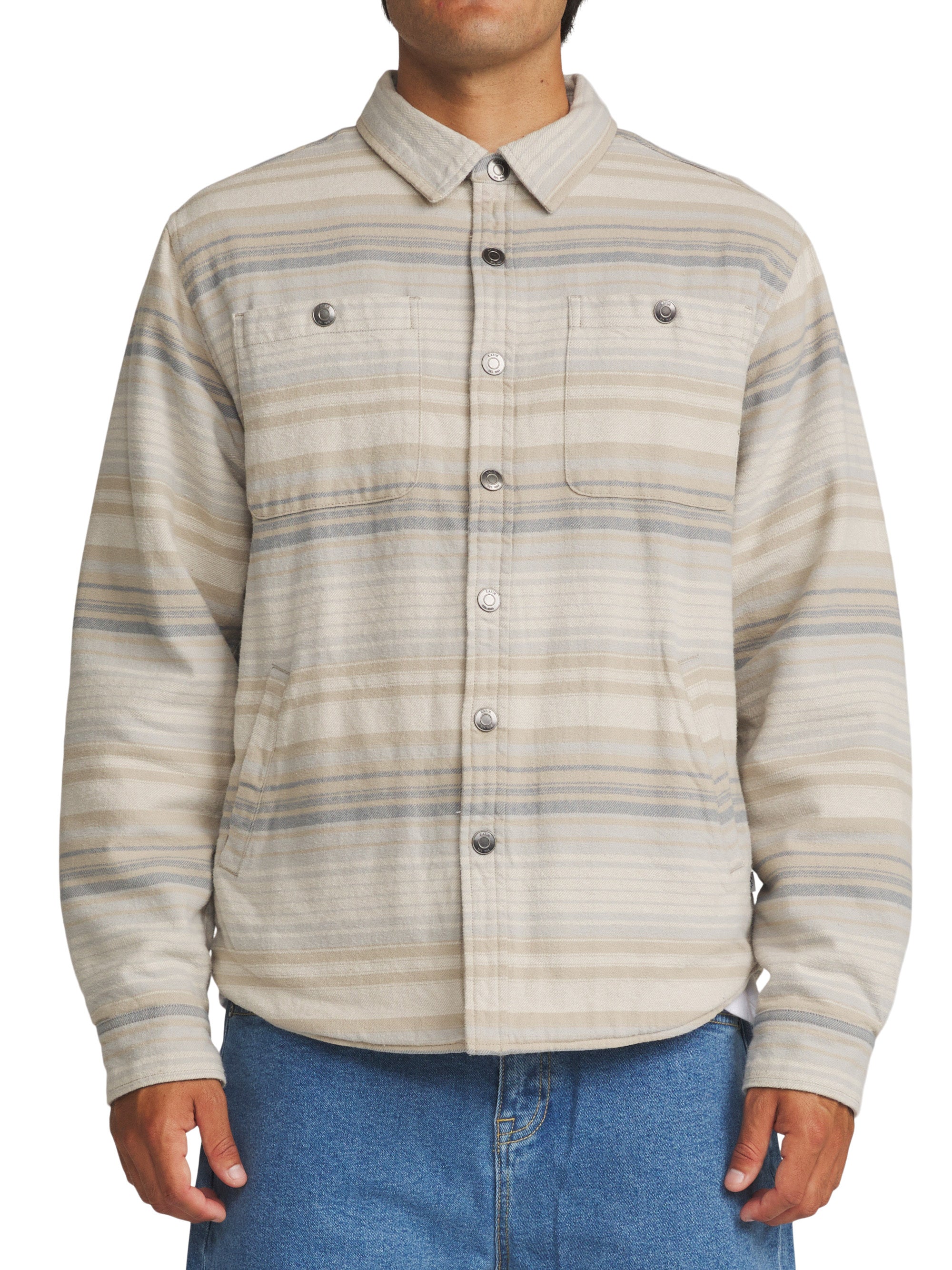 Harold Stripe Shirt Jacket Sand