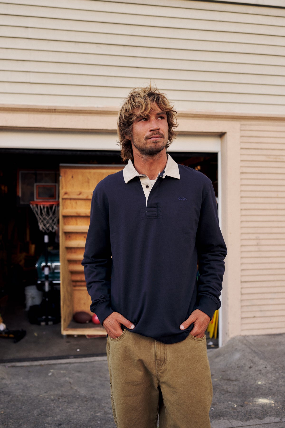 Ronan Rugby Polo Navy Vintage Wash