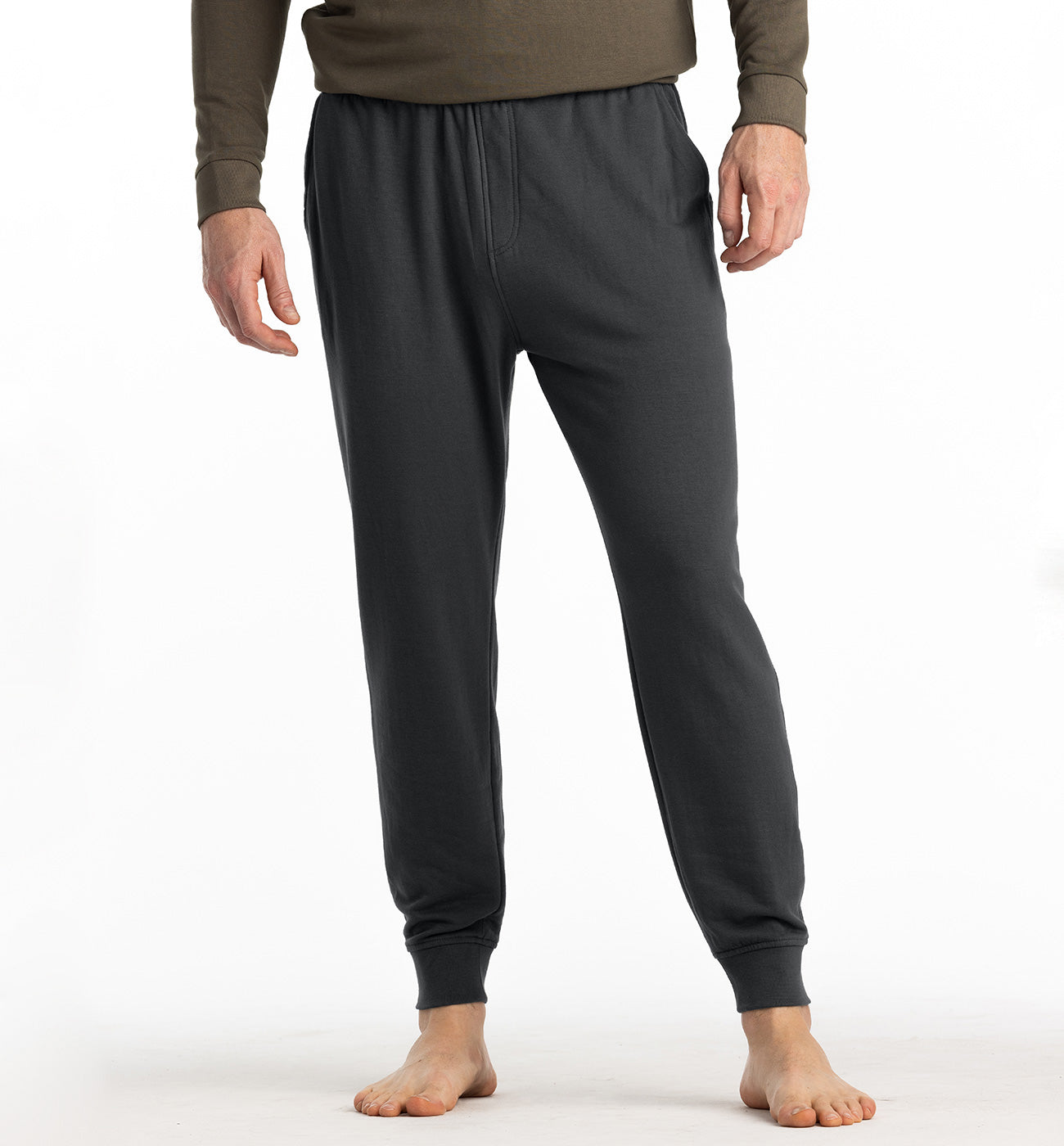 Bamboo Fleece Jogger in Black Sand