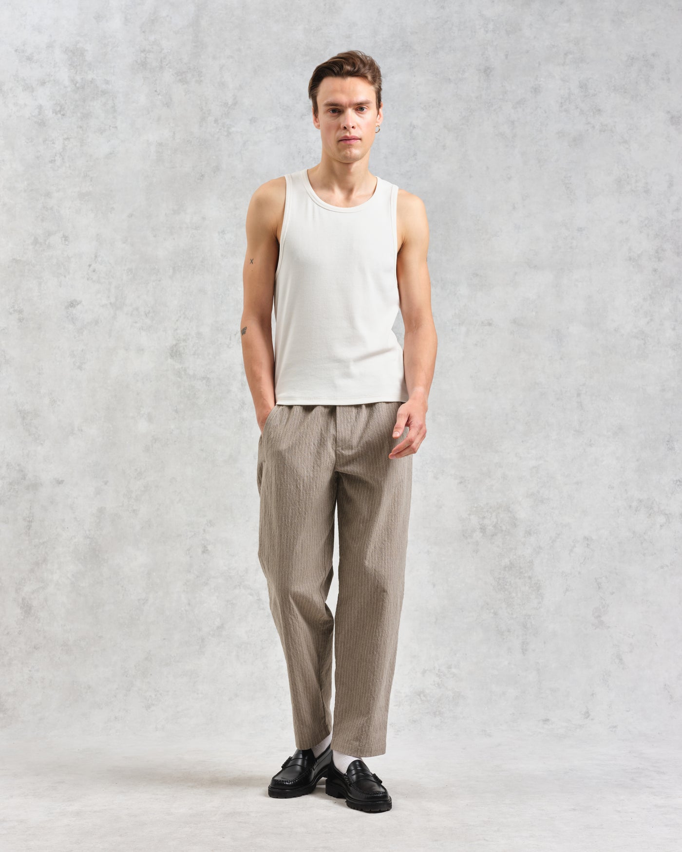 Montague Rib Knit Tank Ecru
