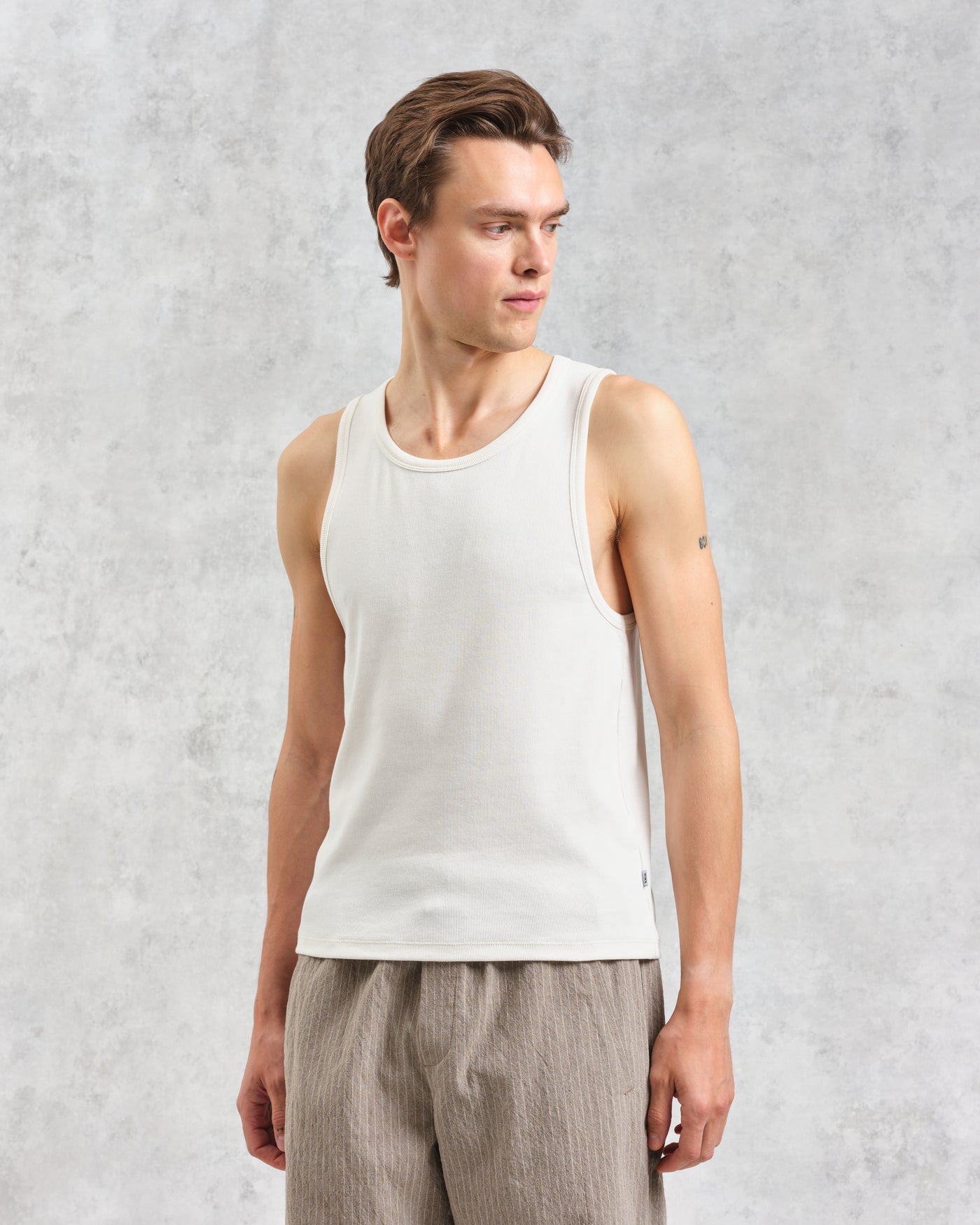 Montague Rib Knit Tank Ecru