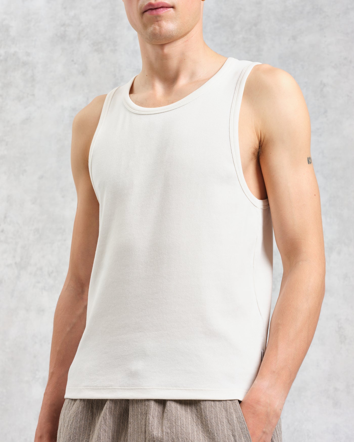 Montague Rib Knit Tank Ecru