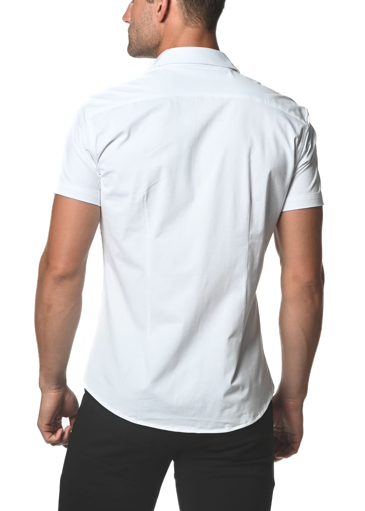 Solid Stretch Jersey Knit Short Sleeve Shirt White