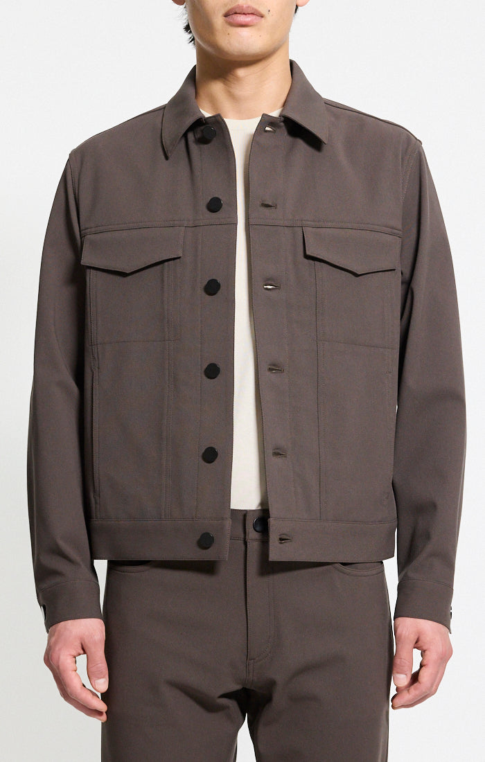 River Trucker Jacket in Neoteric Twill Classic Brown