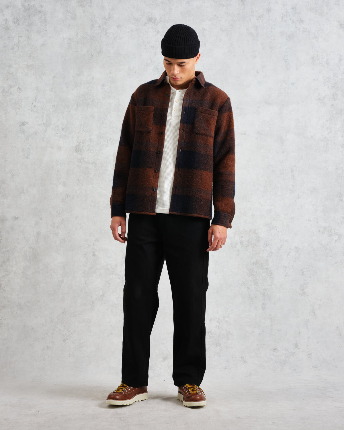 Whiting Mohair Overshirt in Brown/Blue