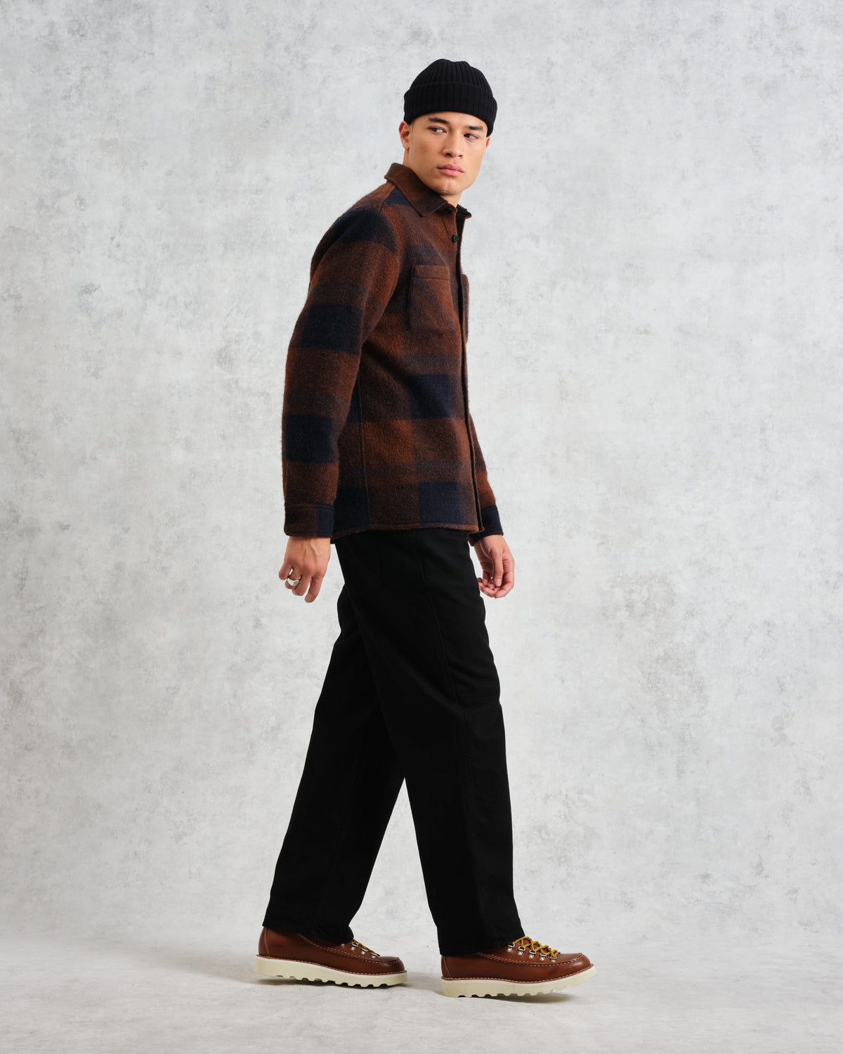 Whiting Mohair Overshirt in Brown/Blue