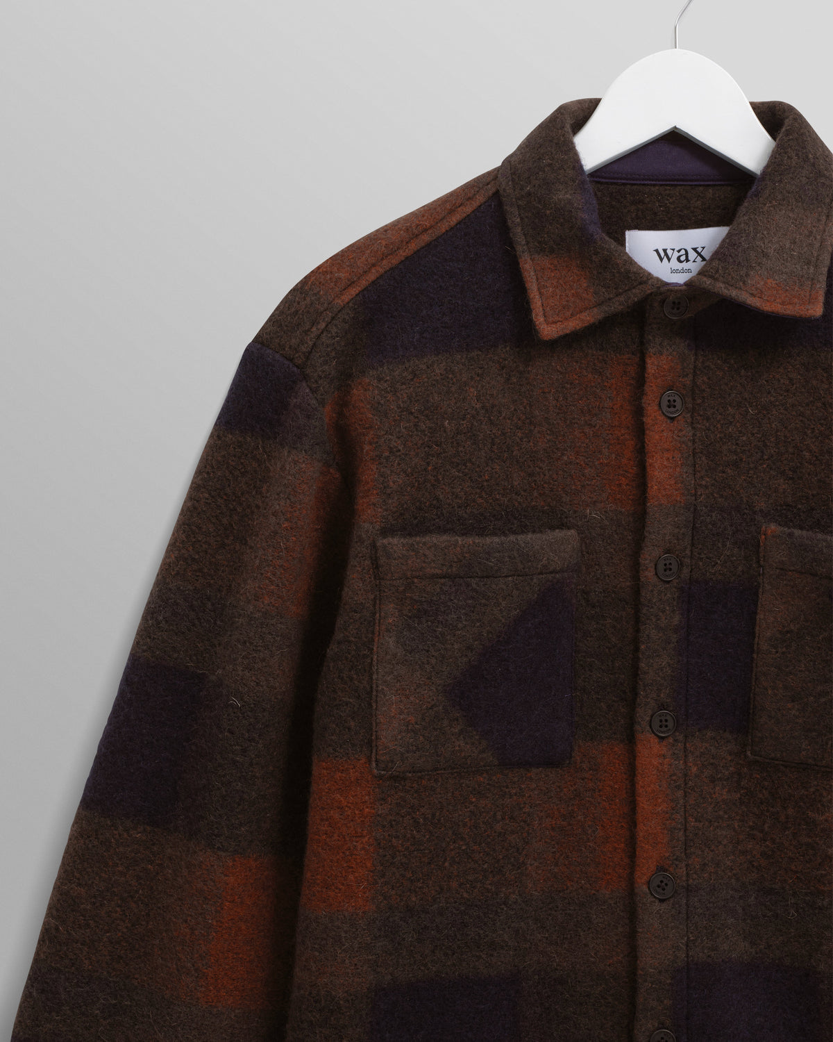 Whiting Mohair Overshirt in Brown/Blue