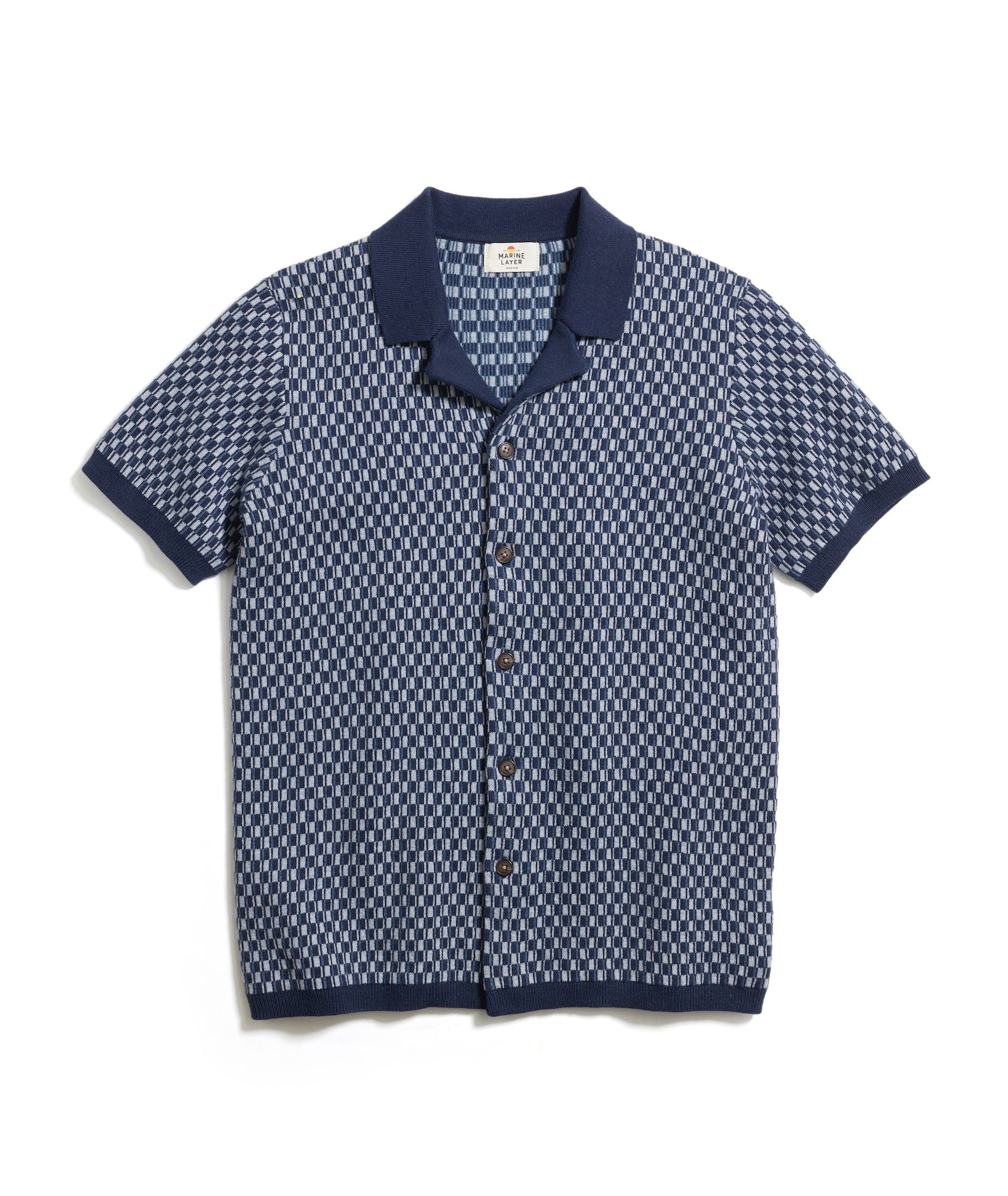 Asher Print Button-Down Sweater Blue Geo