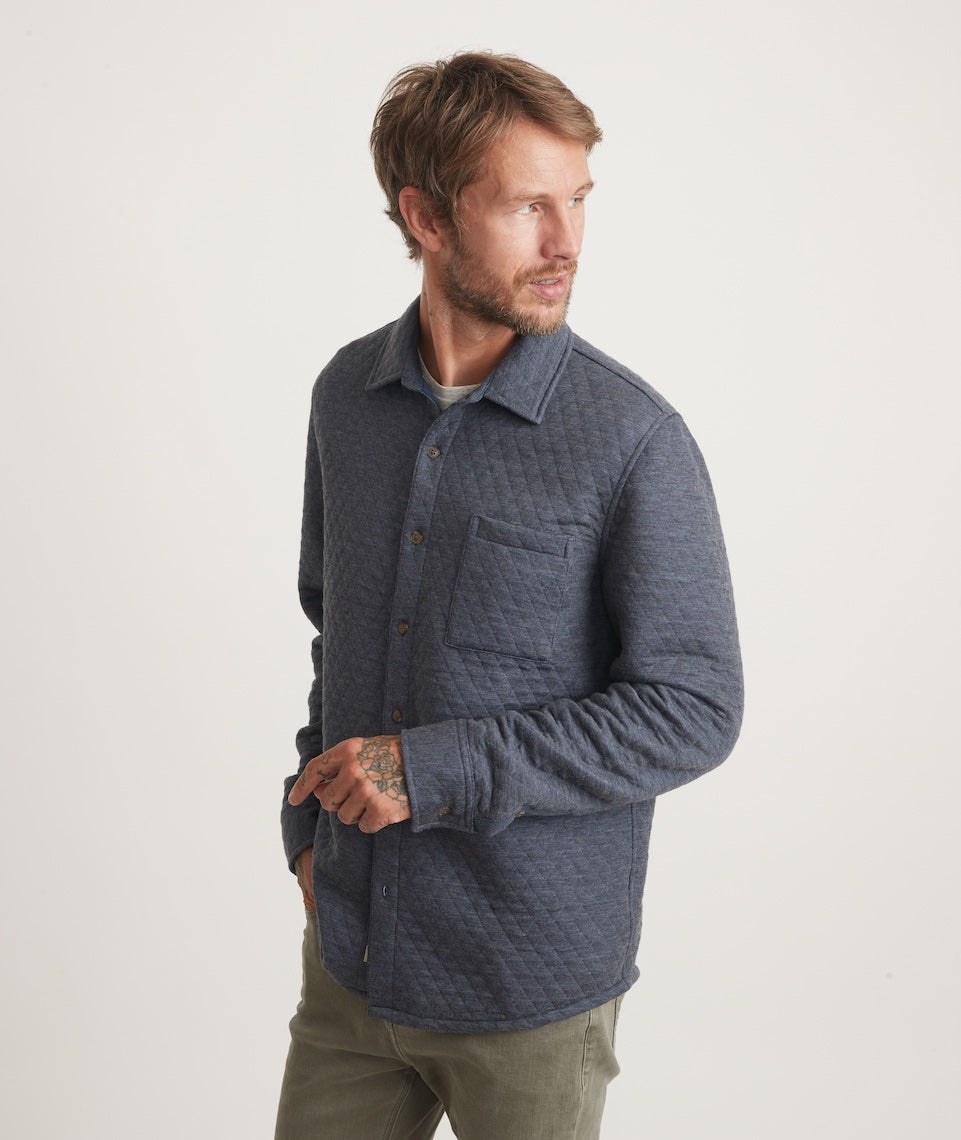 Corbet Quilted Overshirt Navy Heather/Oatmeal