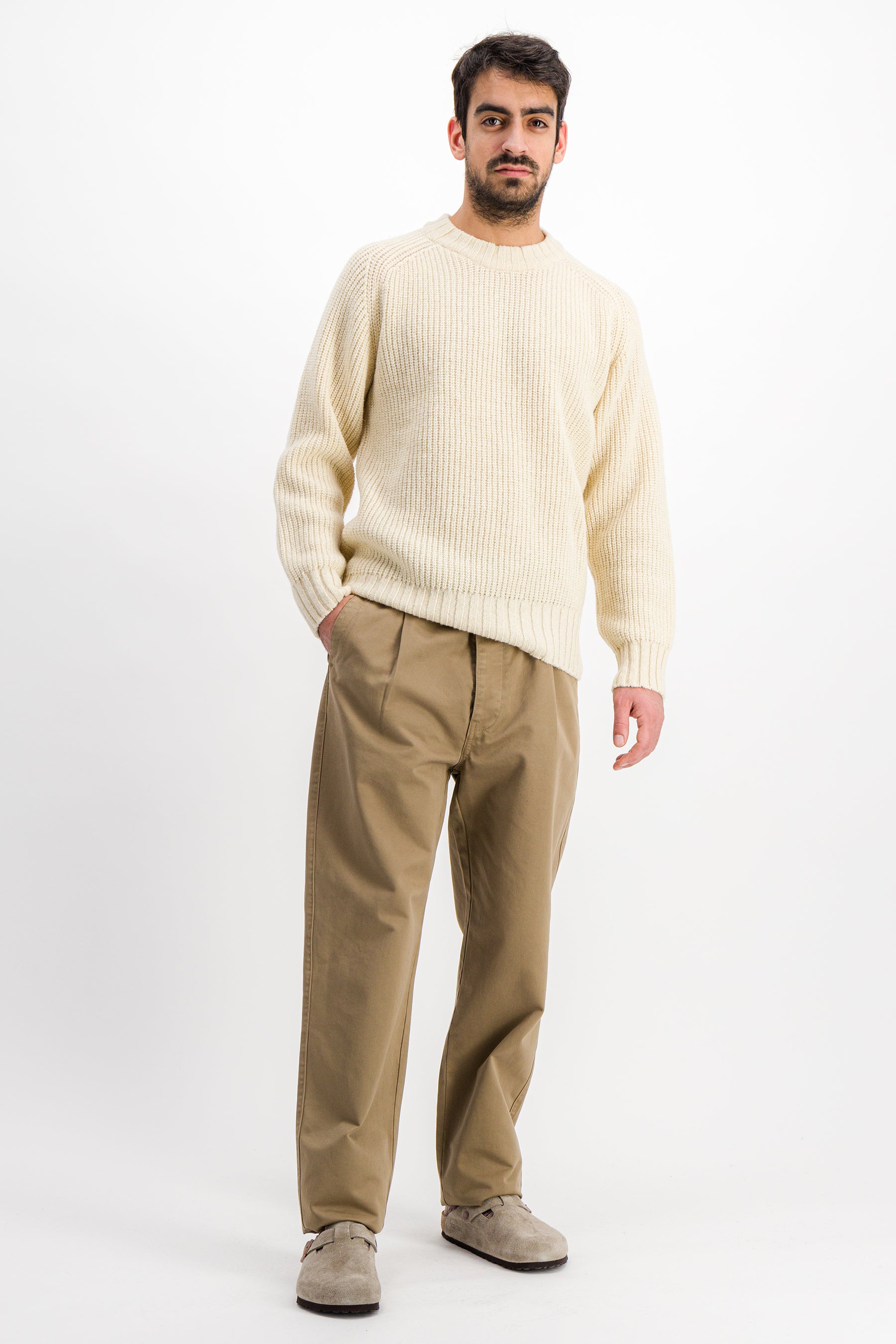 Aidan Shetland Crewneck Sweater Off White