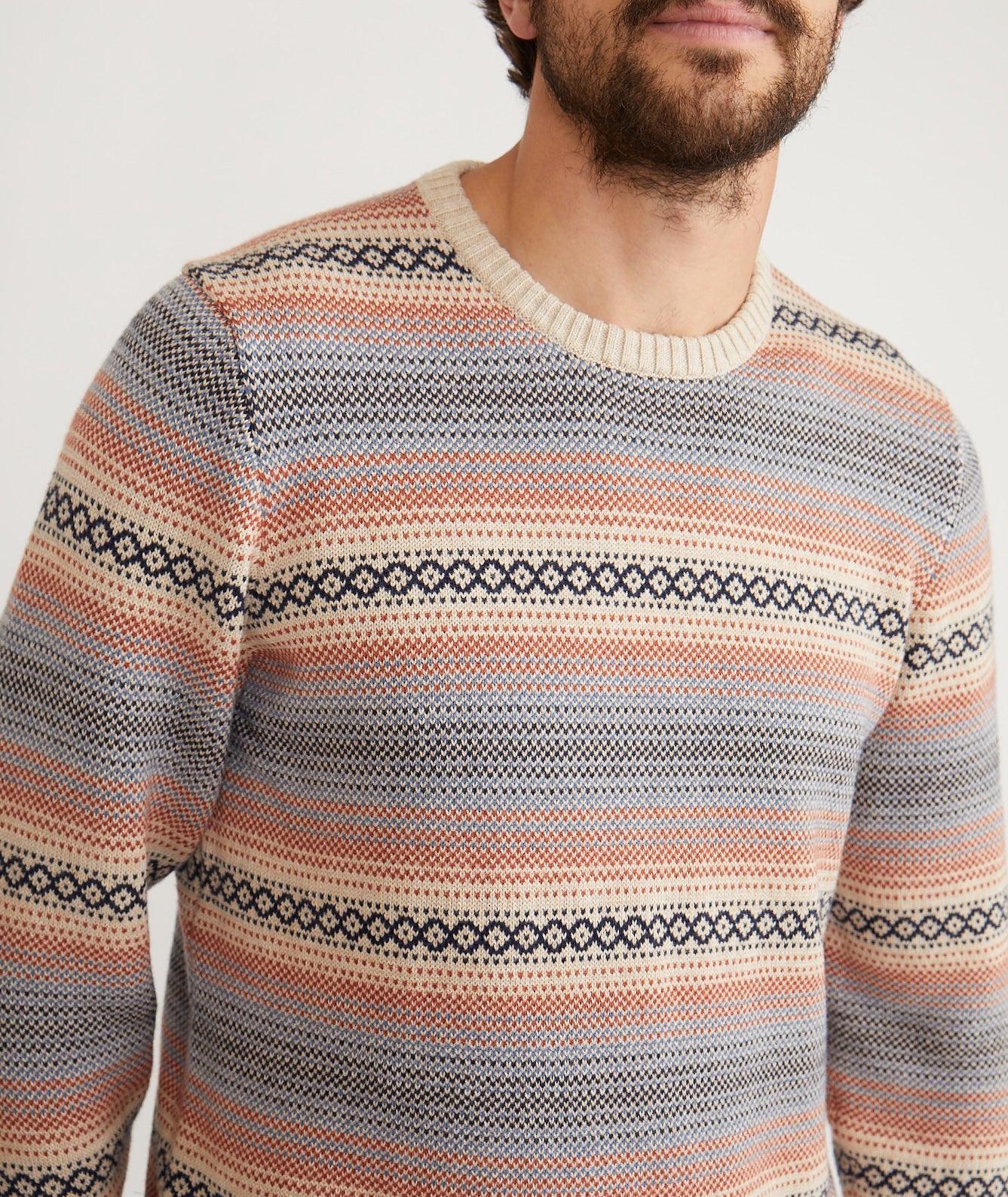 Reed Jacquard Crew Sweater Multi Stripe