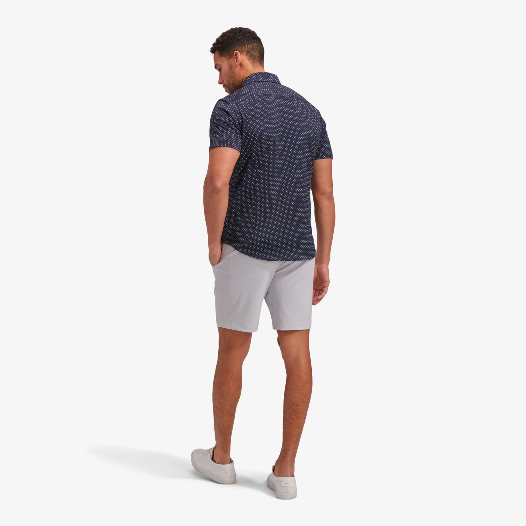 Halyard No-Tuck Short Sleeve Shirt Navy Dot