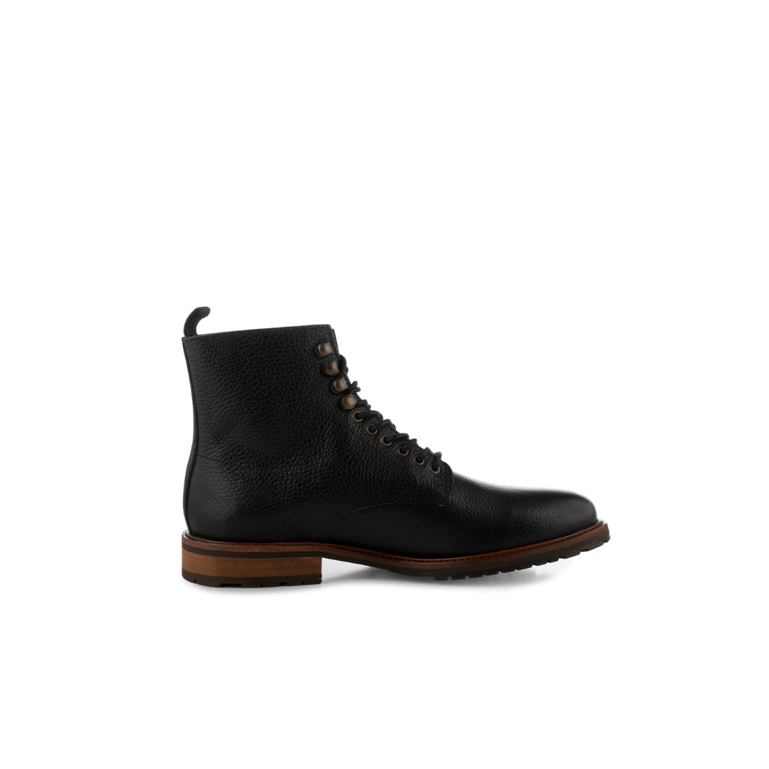 York Leather Derby Laced Boot Black
