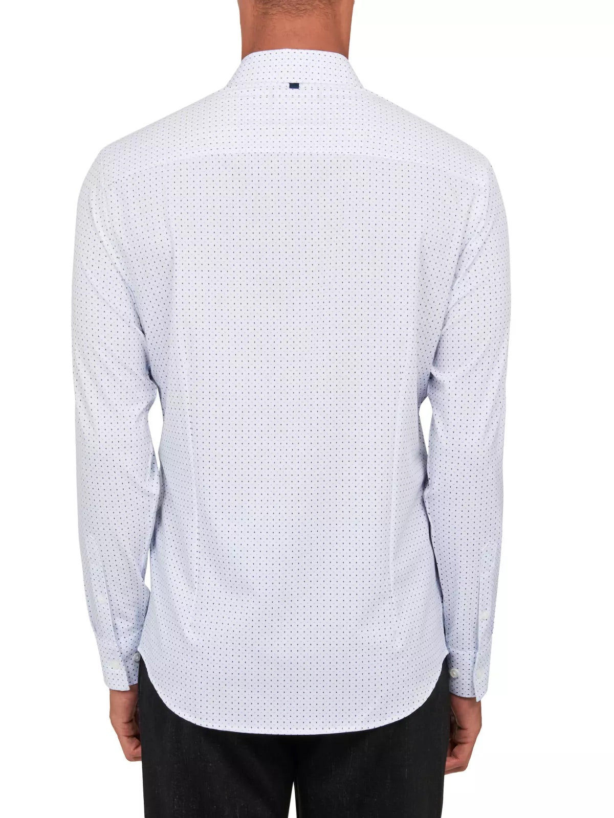 Diamond Dot Long Sleeve 4-Way Stretch Shirt White Navy Dot