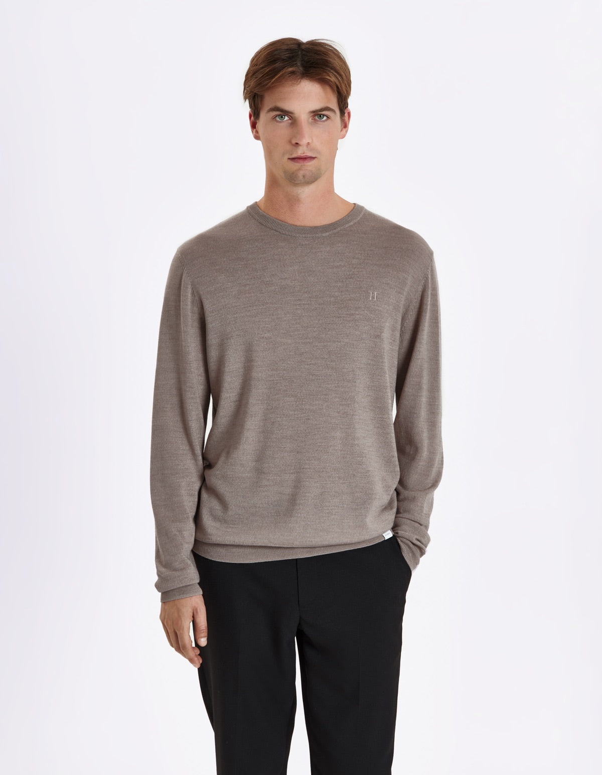 Greyson Merino Knit Sweater Dark Sand Melange