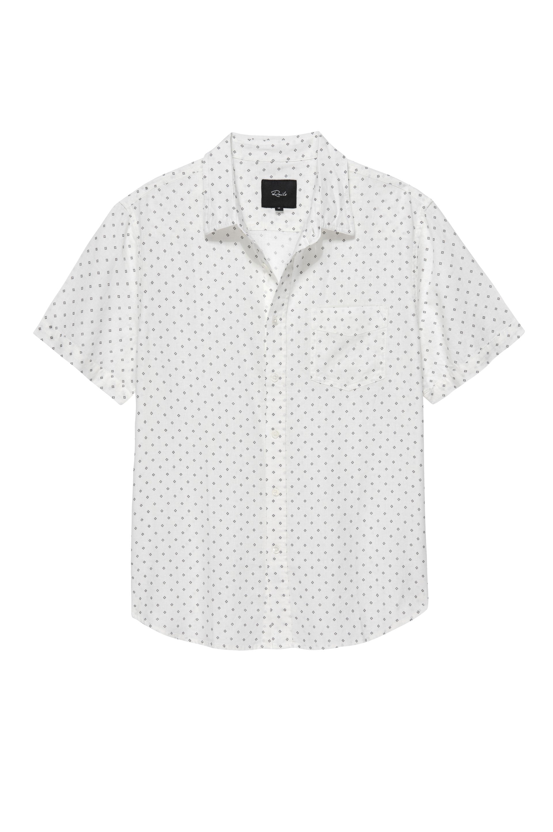 Carson Printed Button Front Short Sleeve Shirt - Black Diamond Print Black Diamond Print