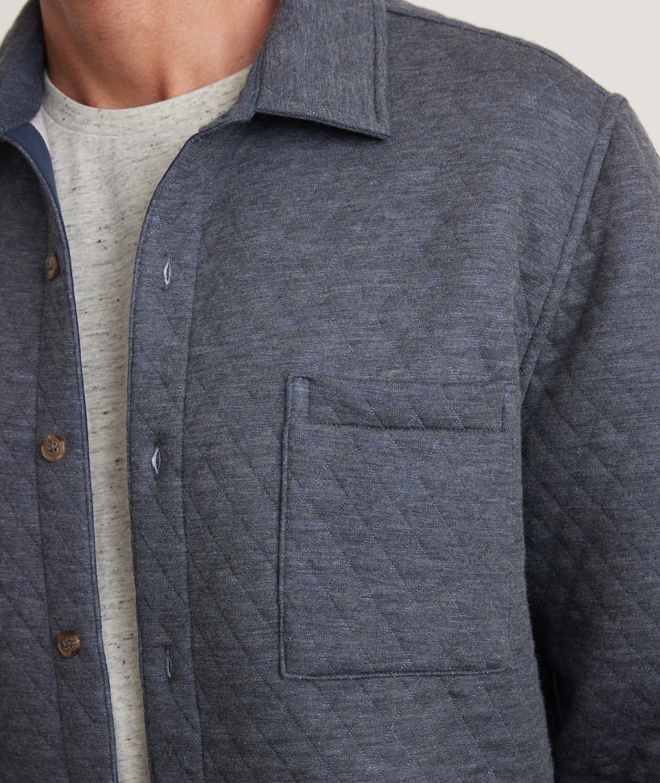 Corbet Quilted Overshirt Navy Heather/Oatmeal