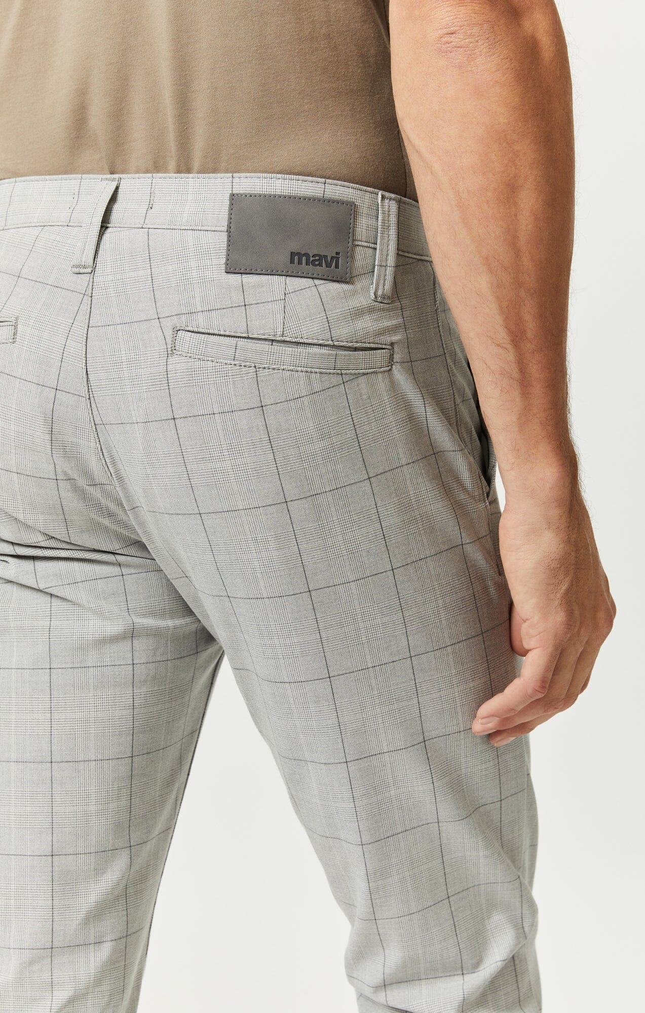 Milton Slim Leg Chinos Light Grey Check