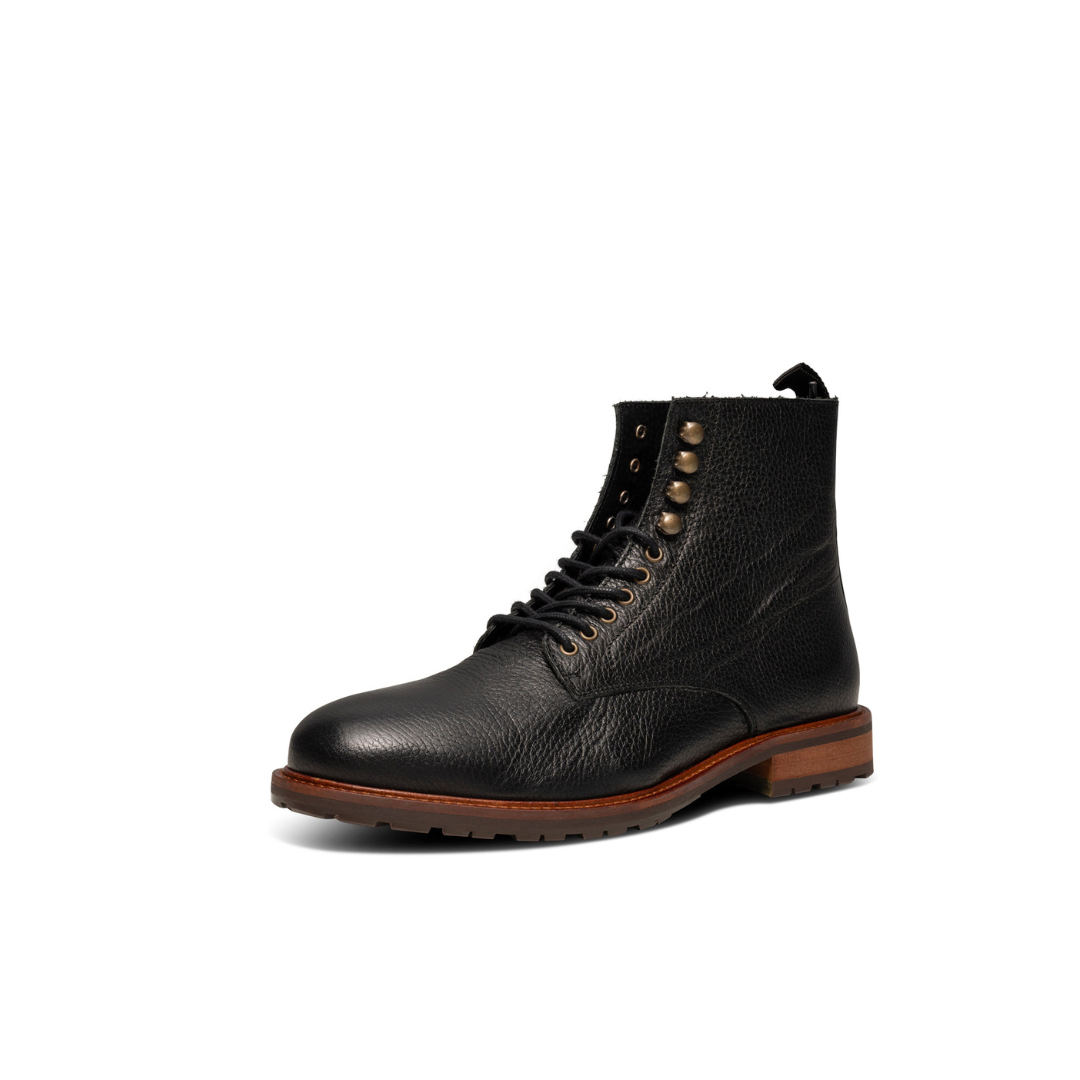 York Leather Derby Laced Boot Black