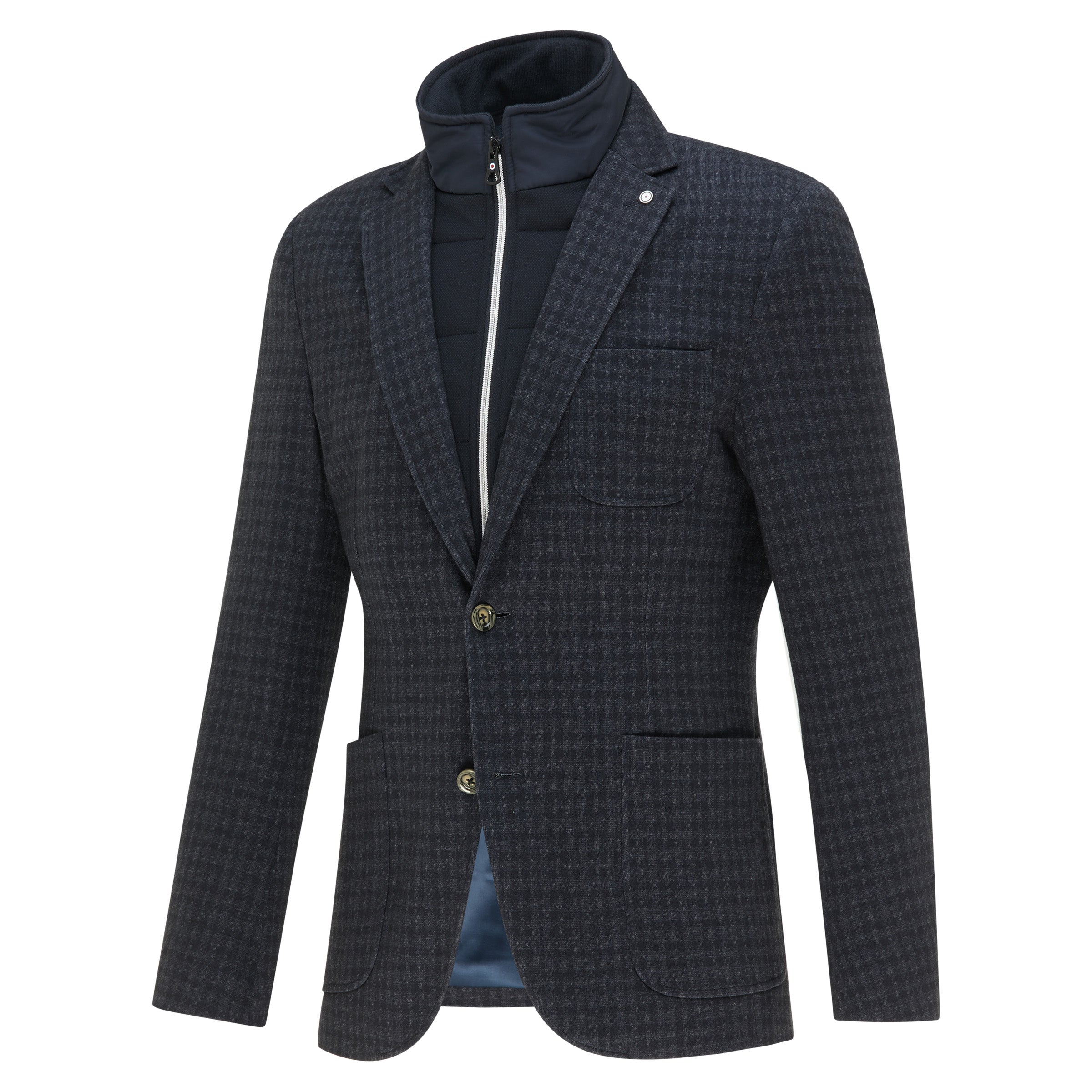 Dark Herringbone Stretch Blazer With Removeable Inlay