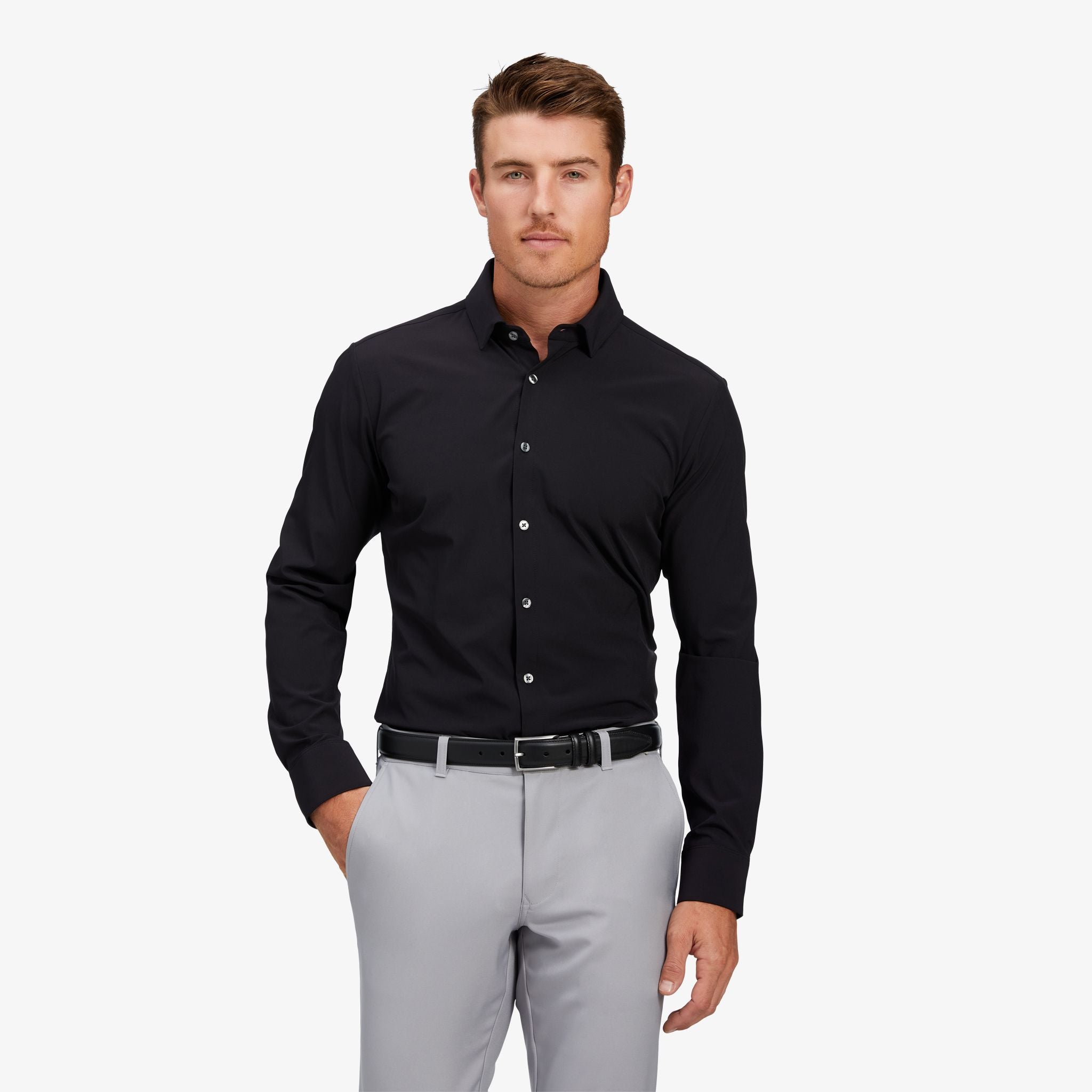Leeward Long Sleeve Dress Shirt - Black Solid Black Solid