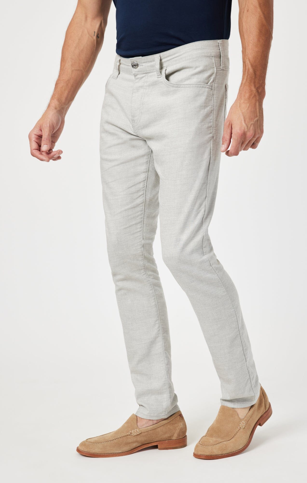 Jake Slim Leg Linen Pants Light Grey