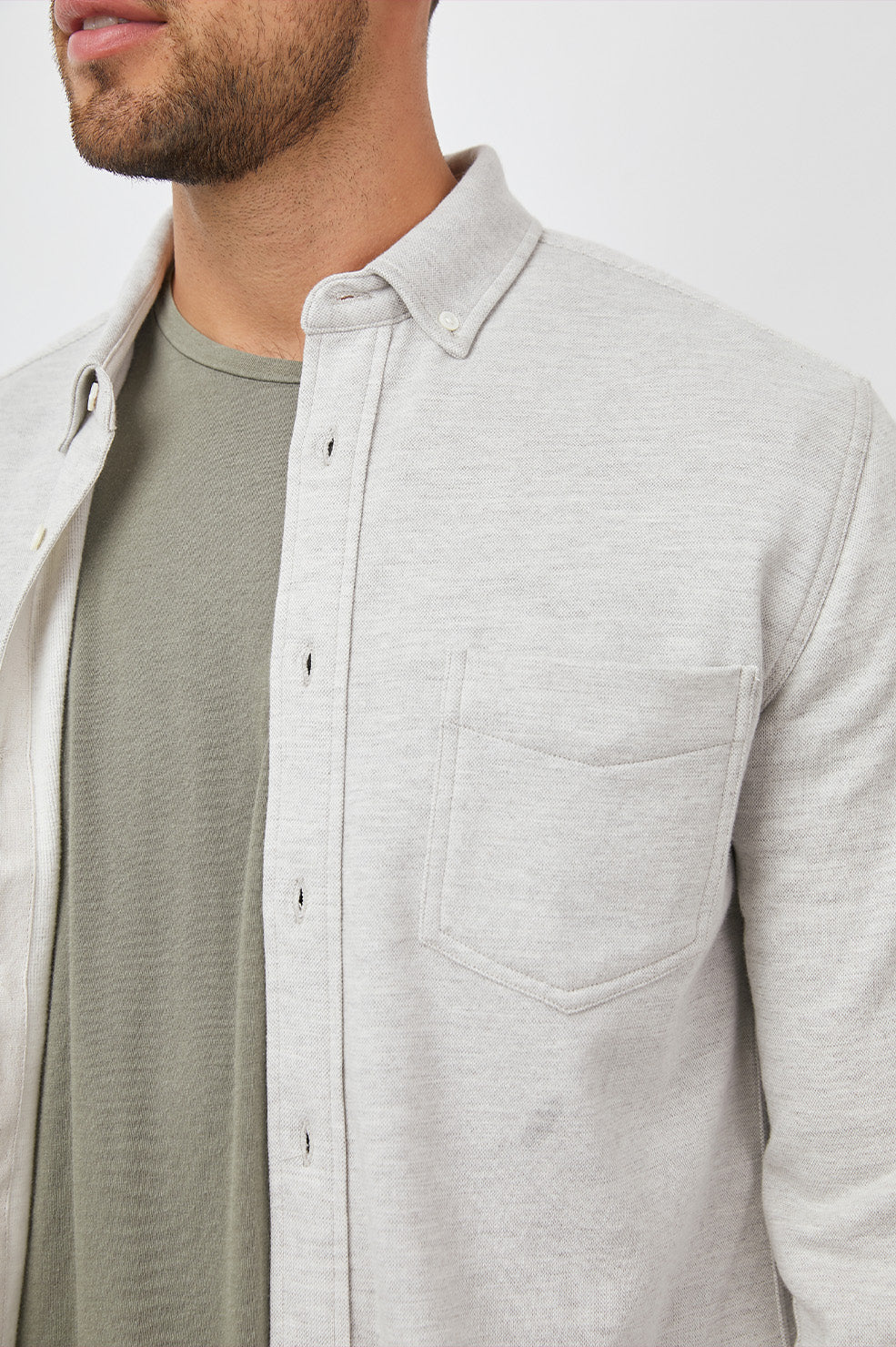 Berkeley Brushed Knit Long Sleeve Shirt Light Grey