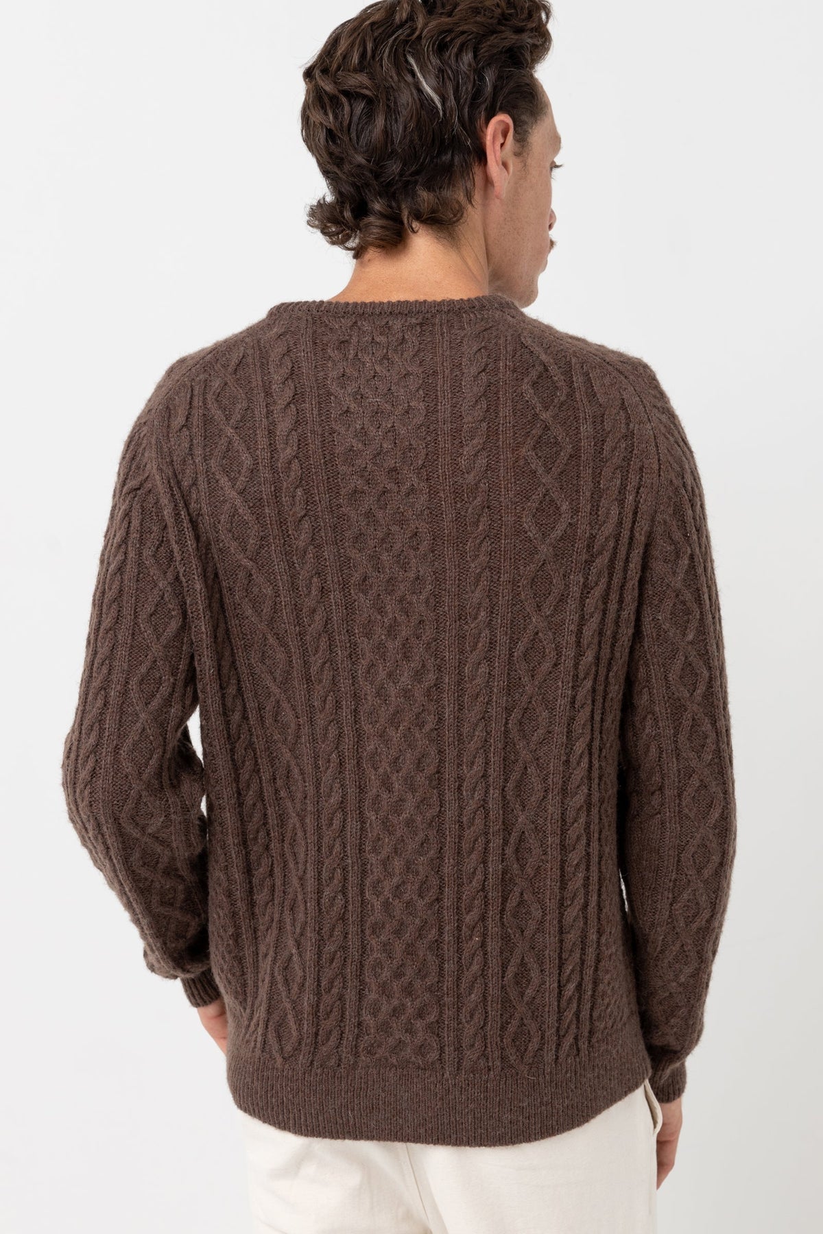 Mohair Fishermans Knit Sweater Brown