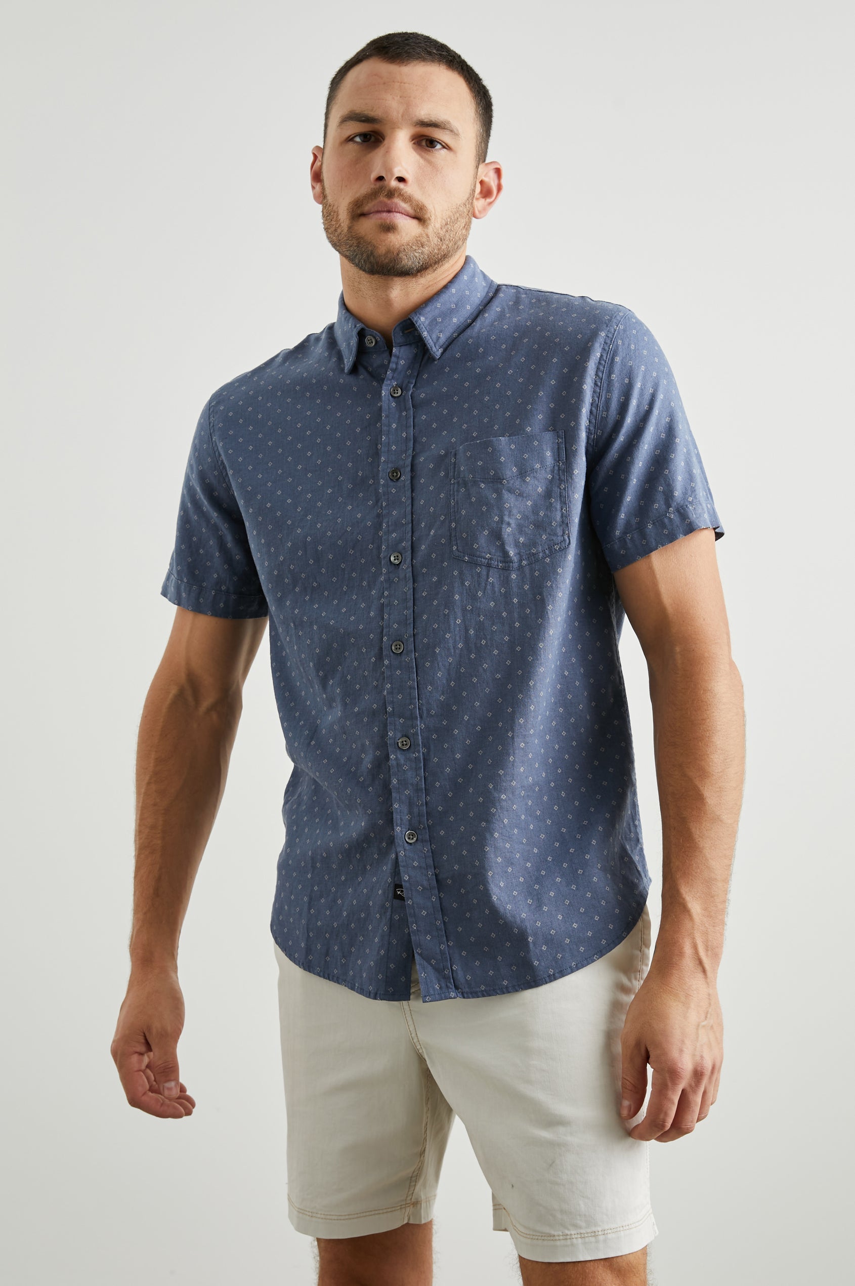 Carson Short Sleeve Shirt Admiral Blue Diamond