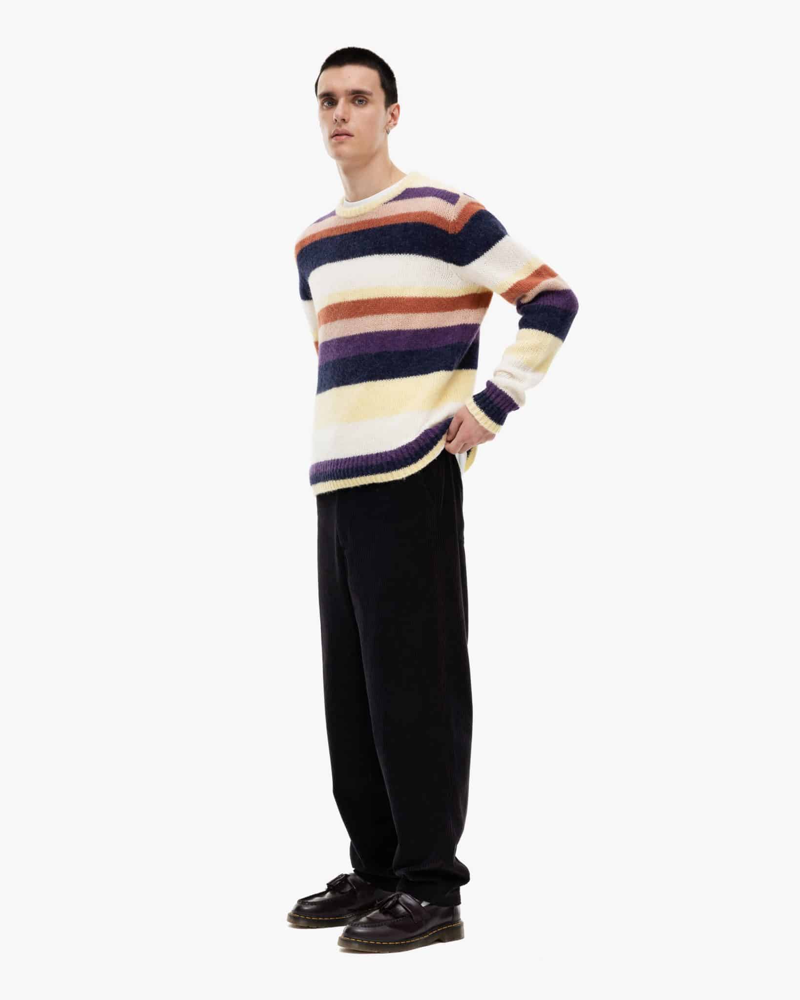 Eljer Knit Crewneck Sweater Purple Stripe