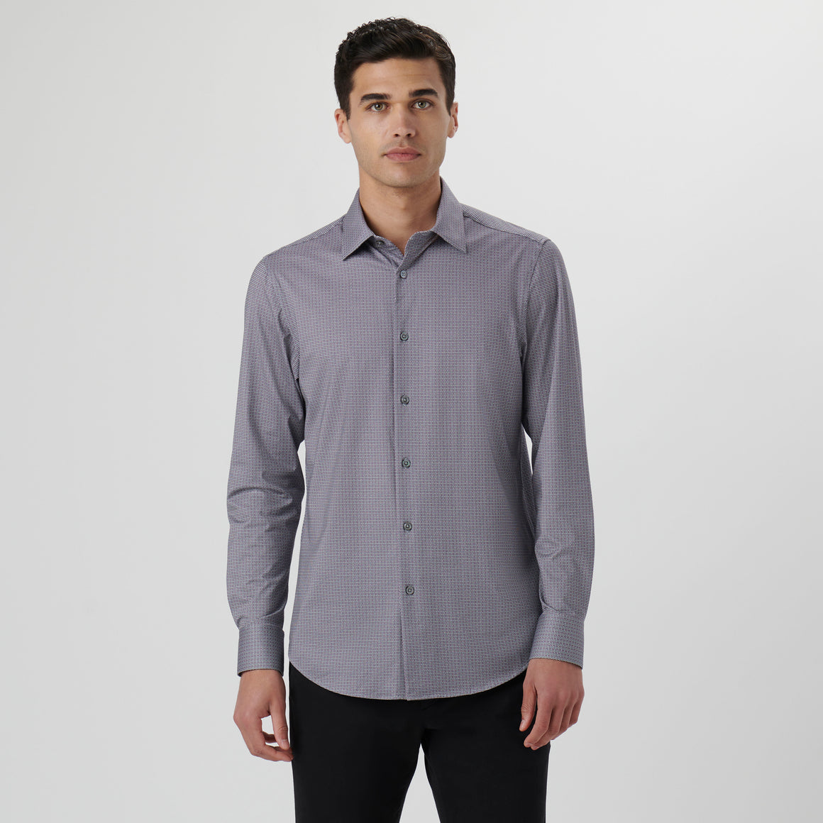 OOOHCotton James Long Sleeve Shirt Geometric Zinc