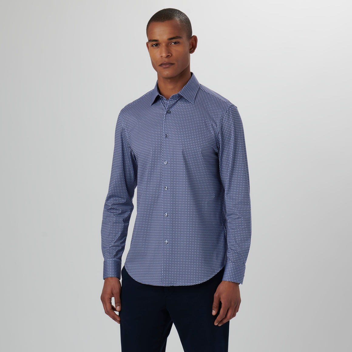 OOOHCotton James Long Sleeve Shirt Air Blue Geo