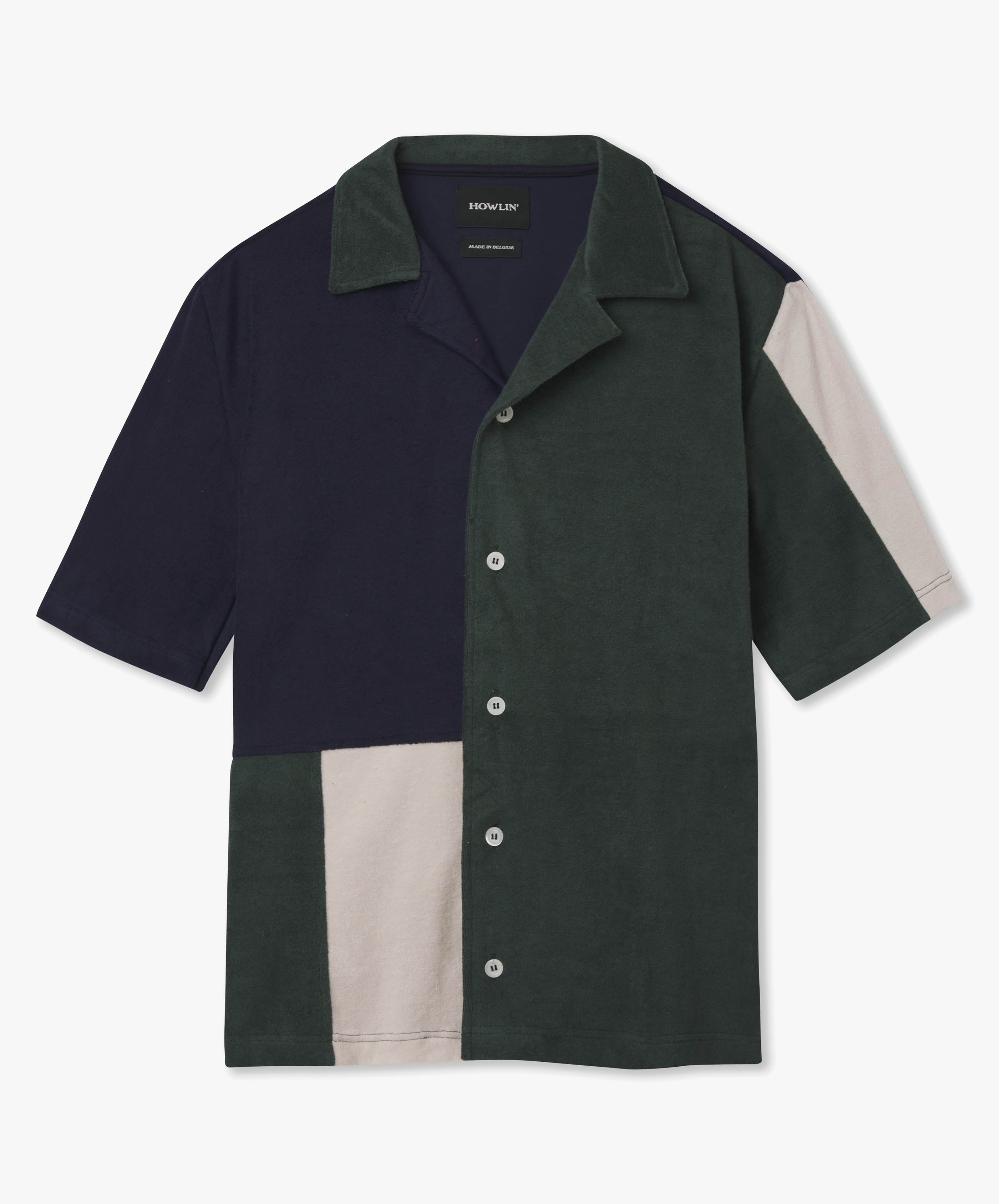 Cocktail in Towel Colorblock Short Sleeve Shirt Navy