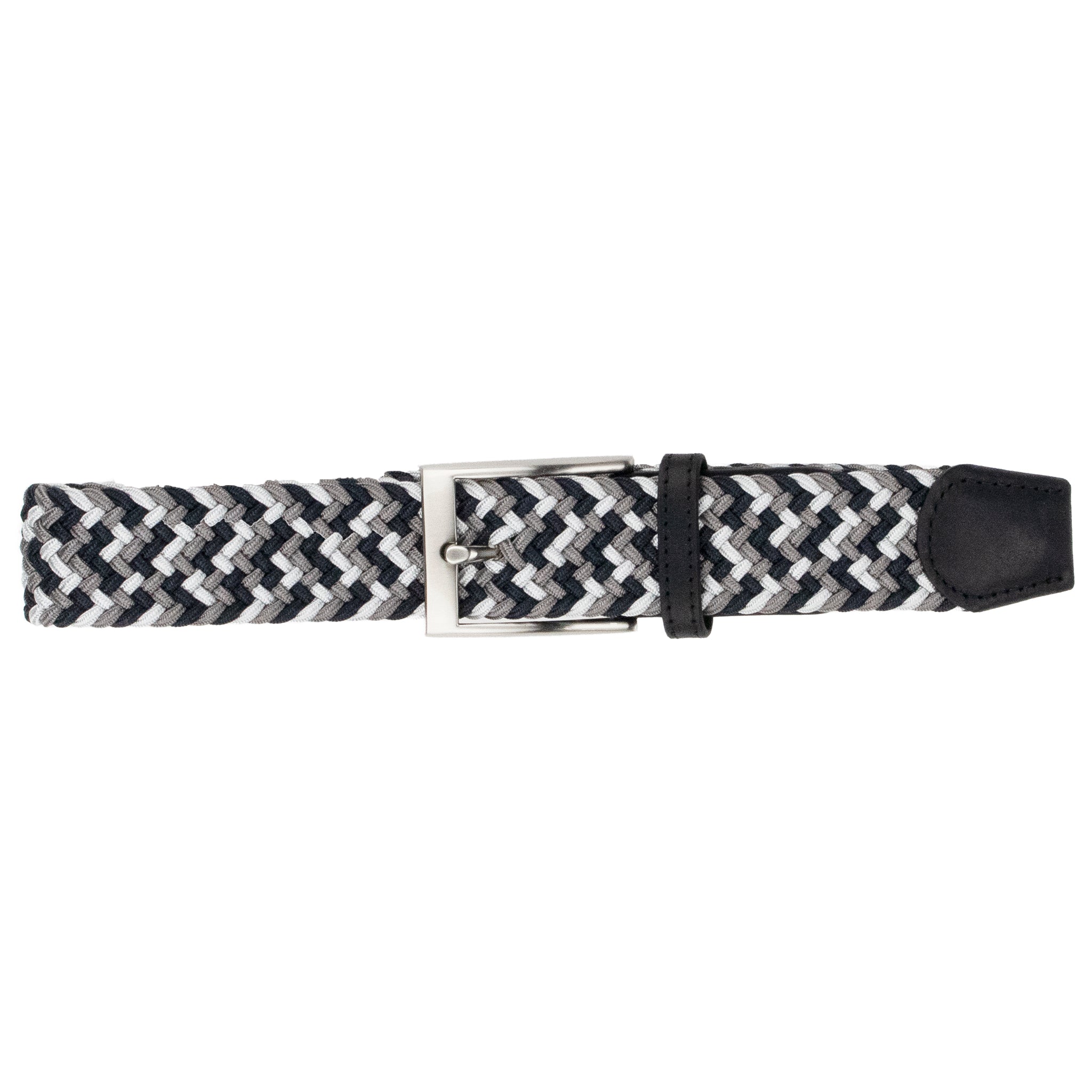Braided Web Belt Grey/Black Multi