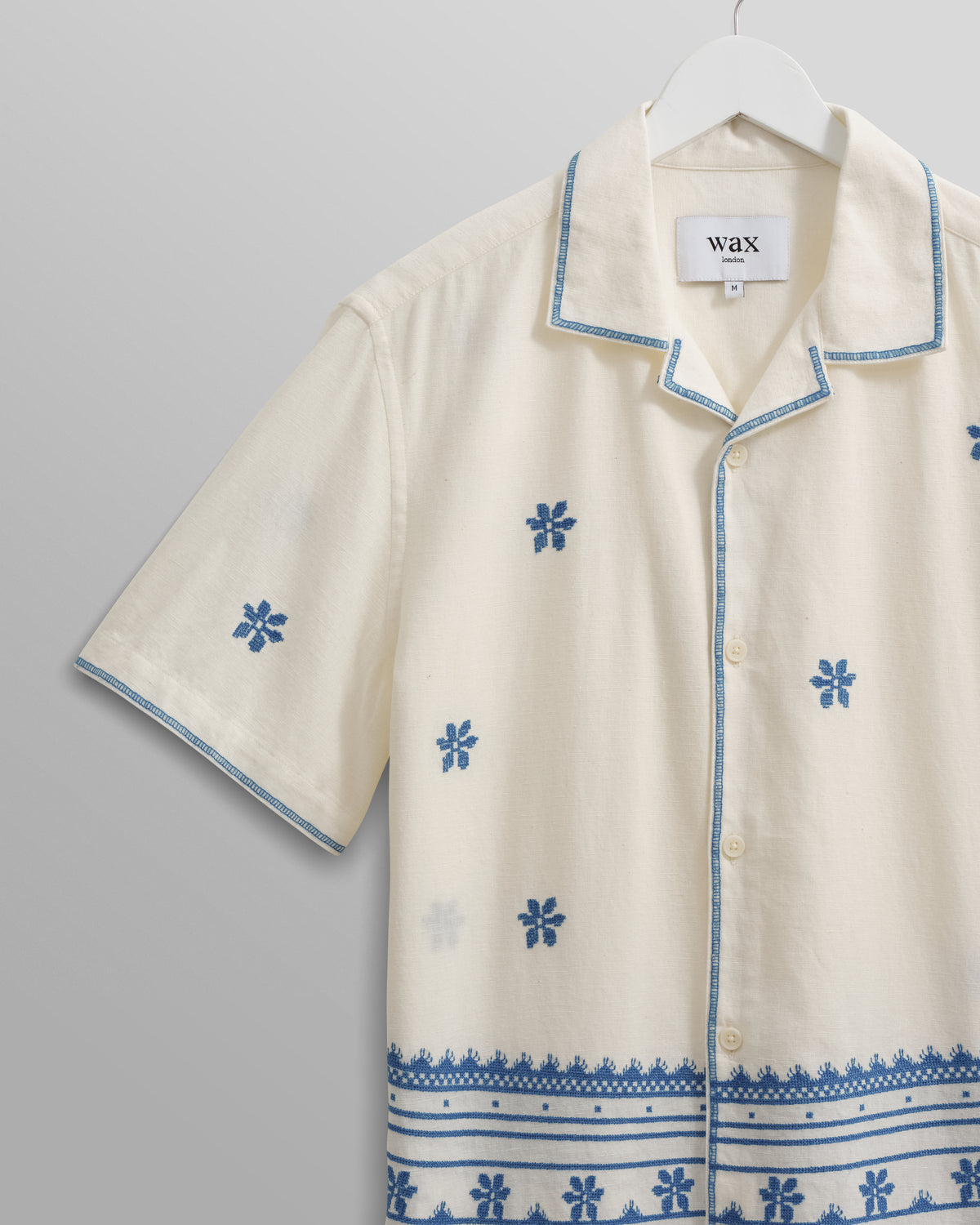 Didcot Embroidered Shirt Ecru/Blue Daisy