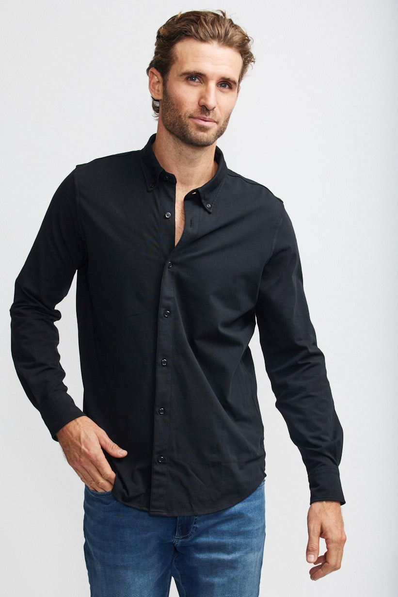 Button Down Long Sleeve Shirt Black