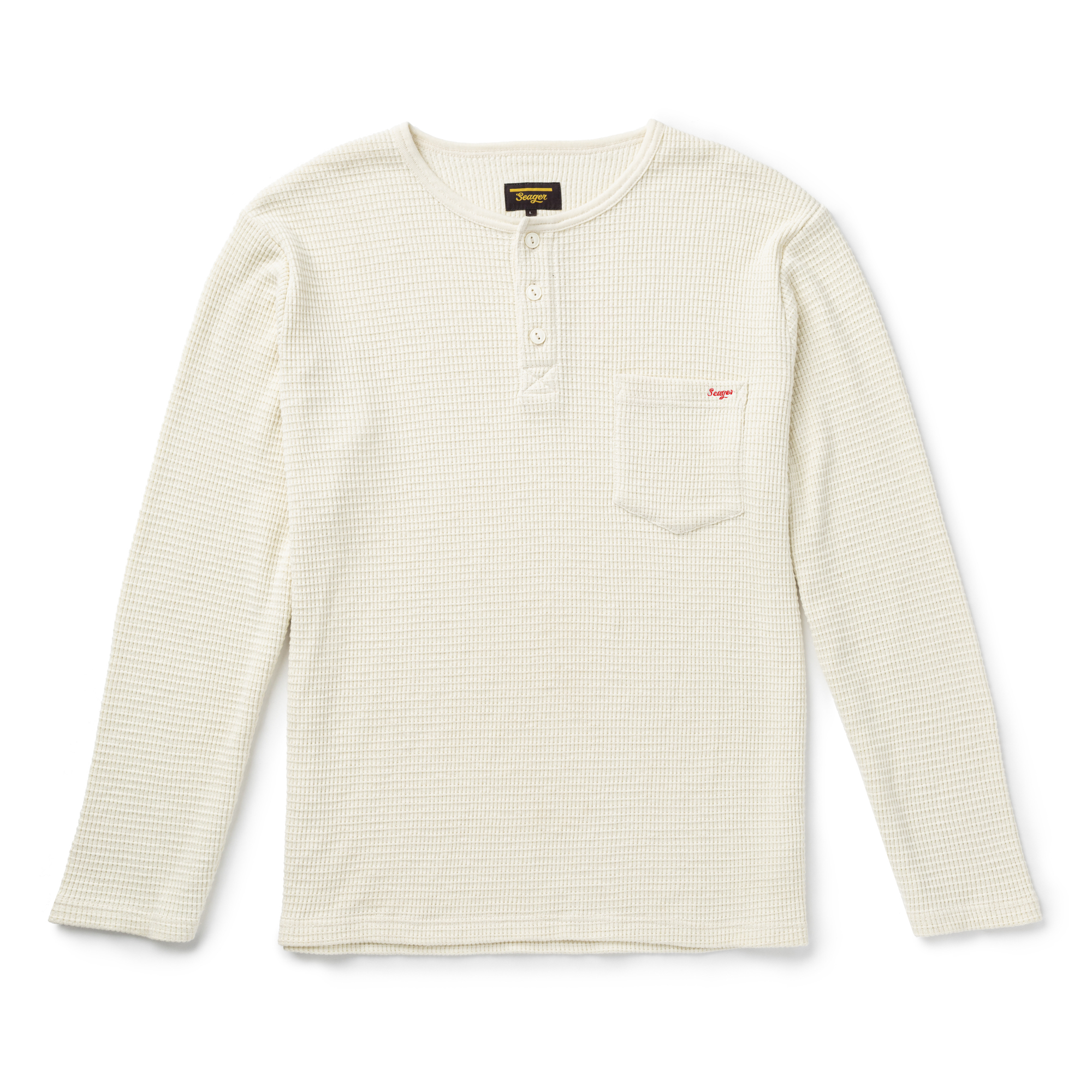 Sawpit Henley Long Sleeve Thermal Vintage White