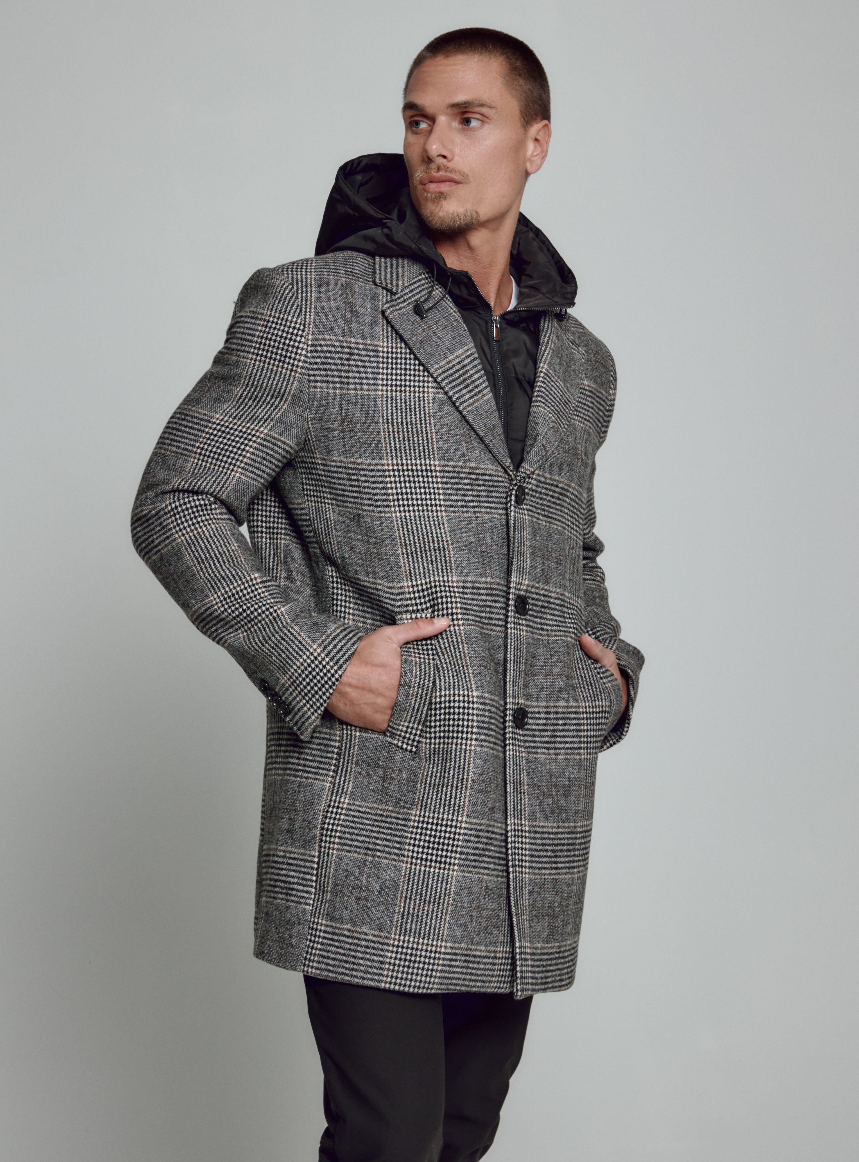 Plaid best sale mens overcoat