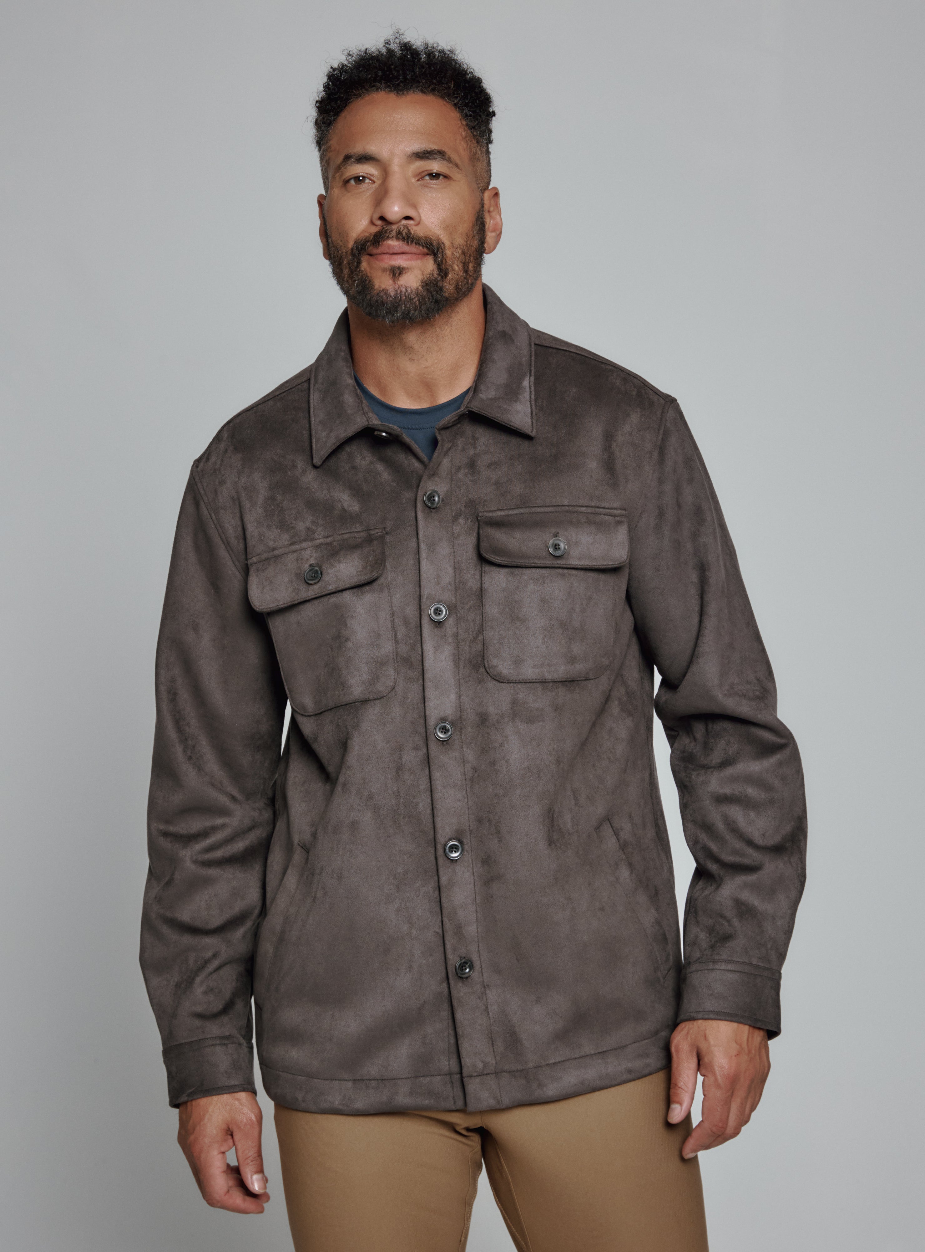Faux Suede Shacket Charcoal