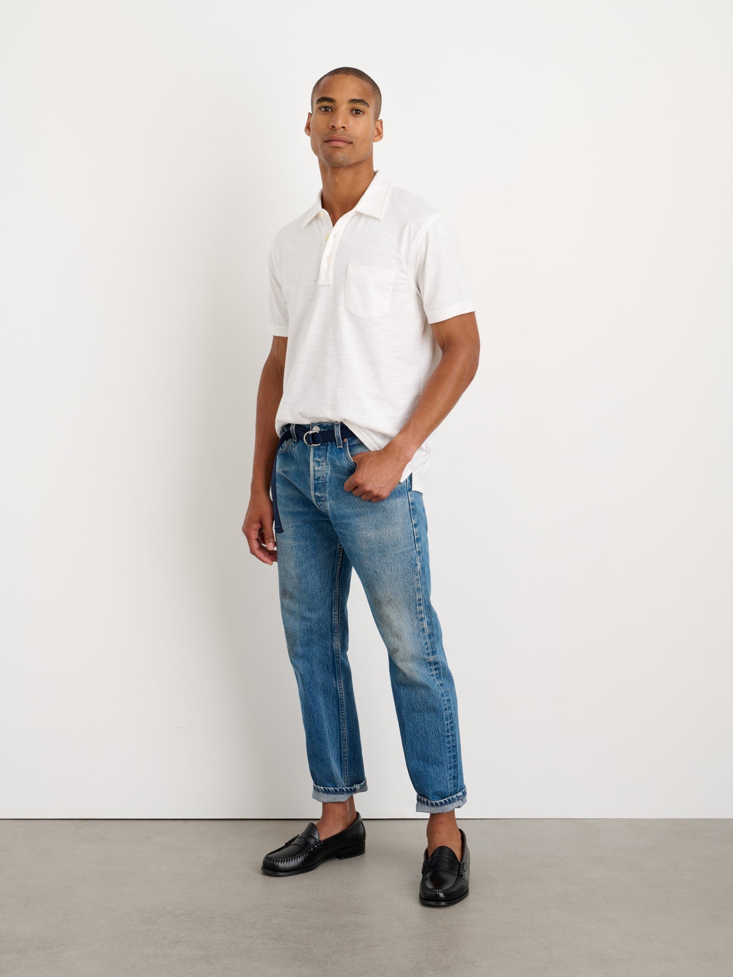 Standard Polo in Slub Cotton White