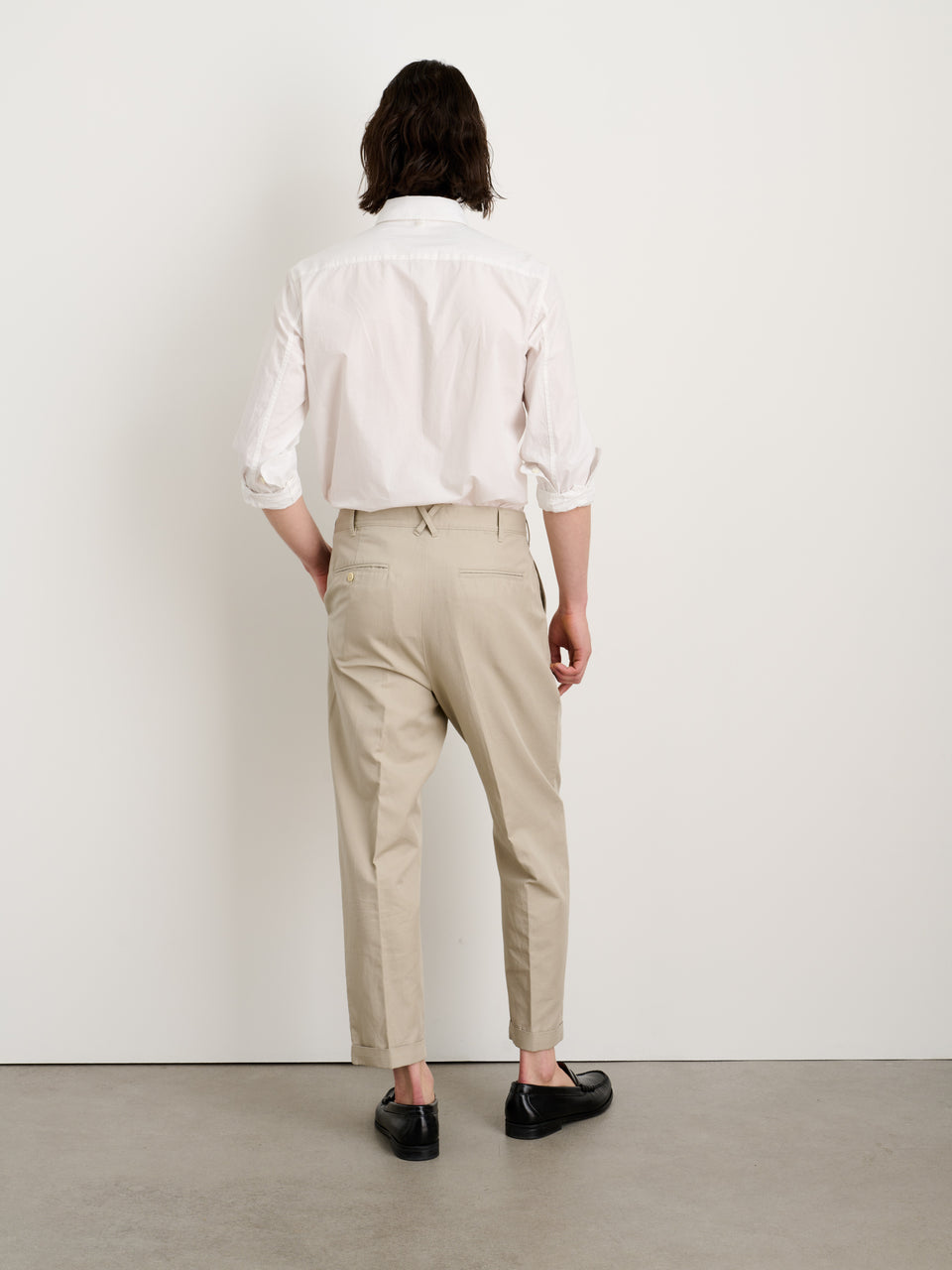 Standard Pleated Pant in Cotton Linen Silver Cloud