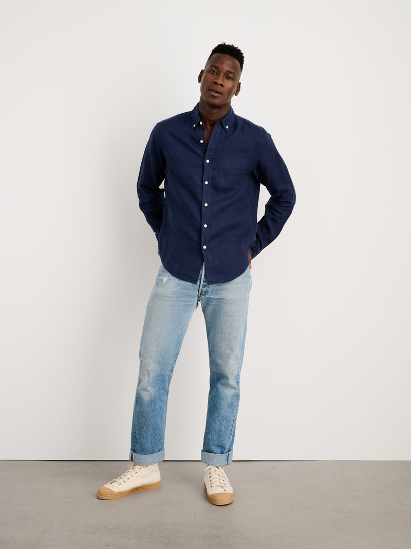 Mill Shirt in Linen Navy
