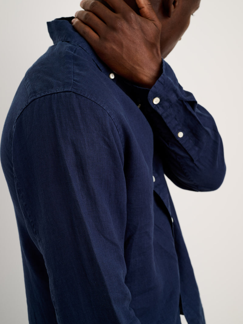 Mill Shirt in Linen Navy